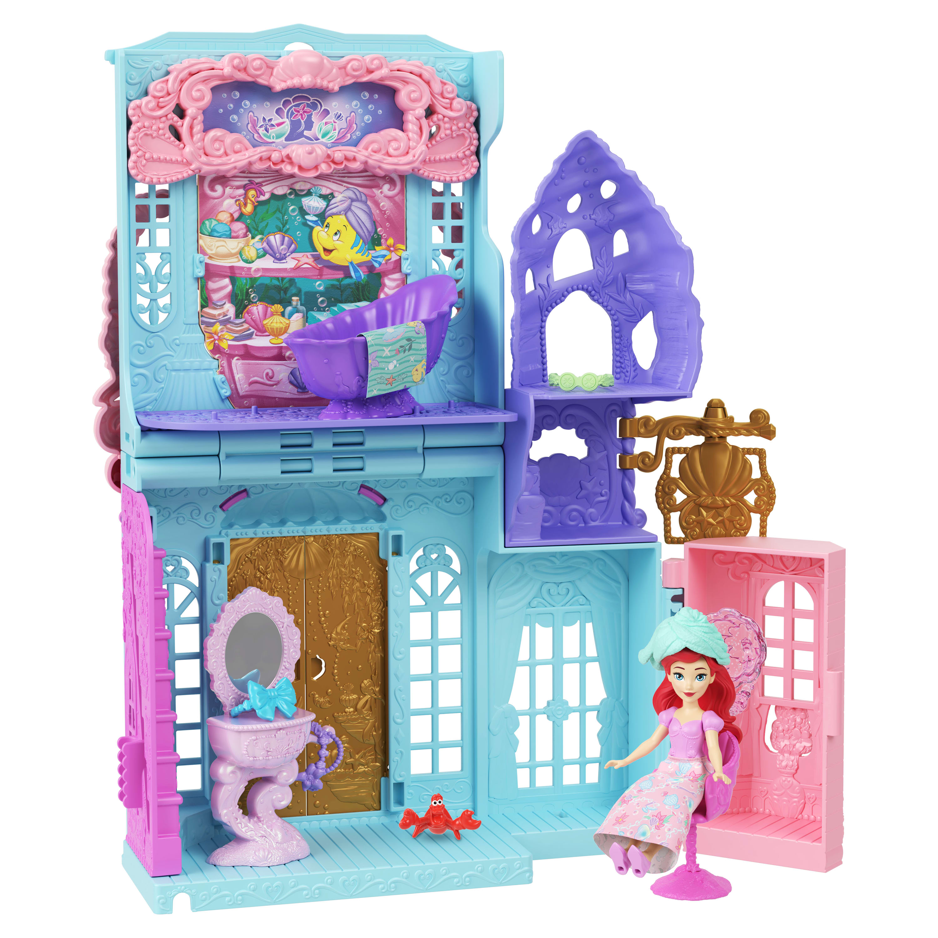 Disney Princess Ariel Sea Spa Shop Small Doll Playset With Friend, Furniture & Accessories