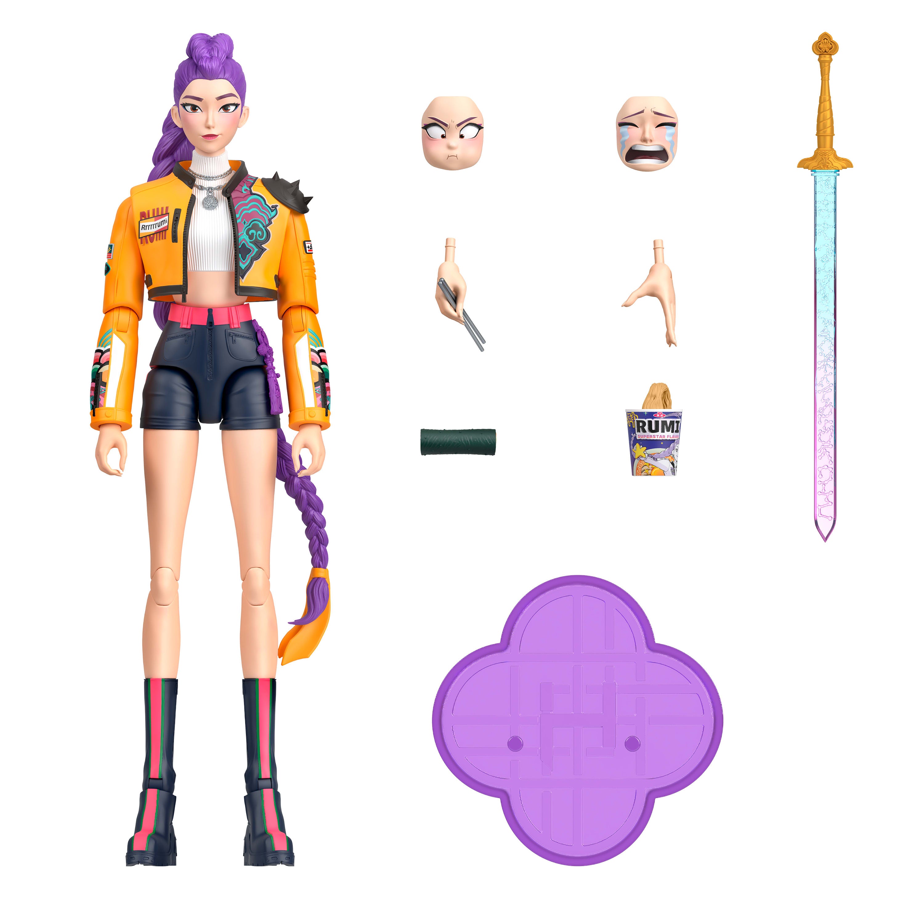 KPop Demon Hunters Huntr/X Rumi 6-inch Action Figure With Accessories & Swappable Faces & Hands