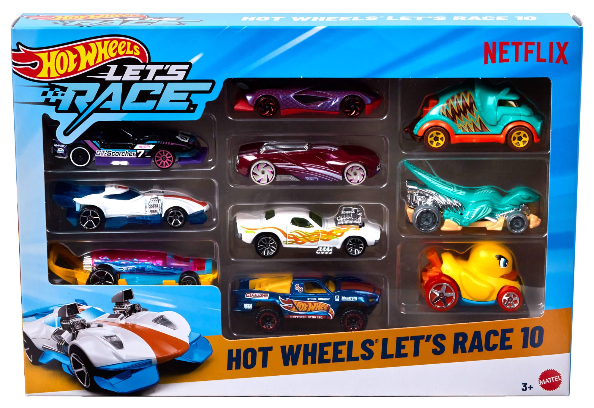 Hot Wheels Let's Race 10-Pack Of 1:64 Scale Toy Cars & Trucks From Netflix Show by Mattel, Inc.