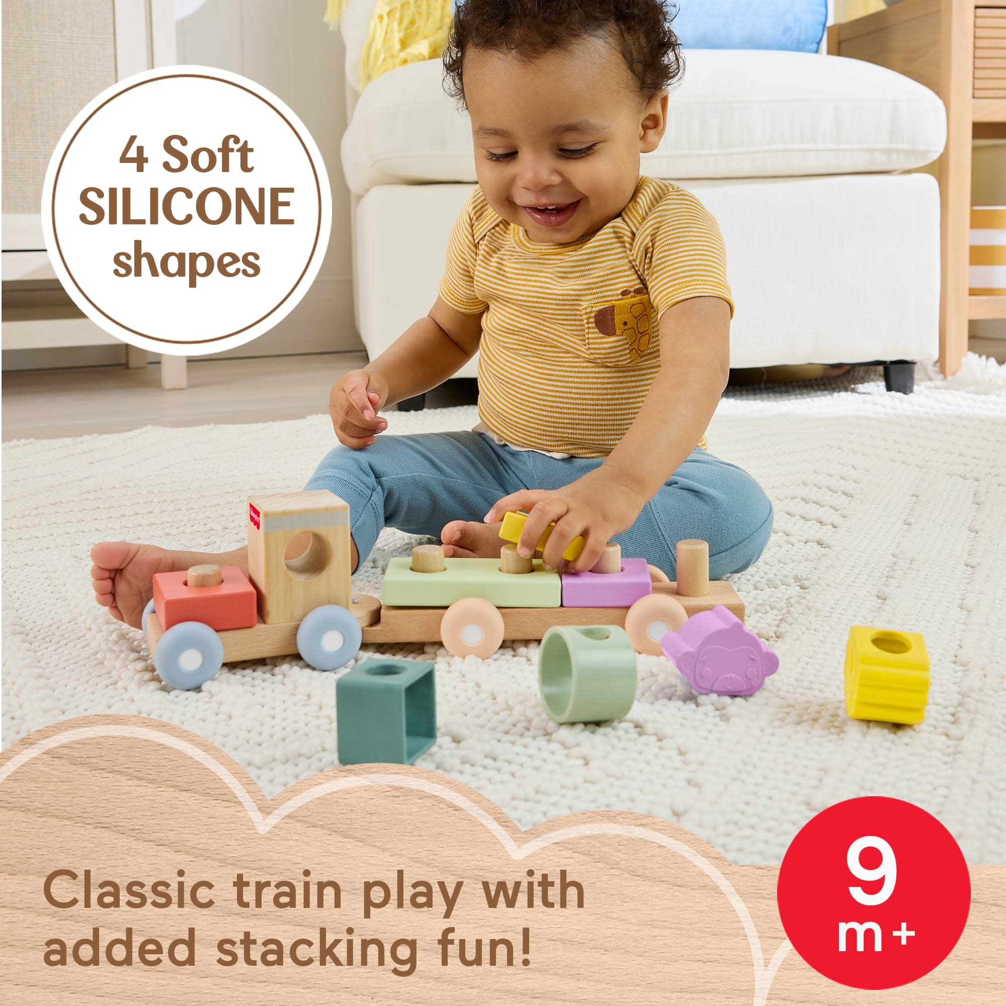 Fisher-Price Wood and Silicone Stacking Train | Mattel