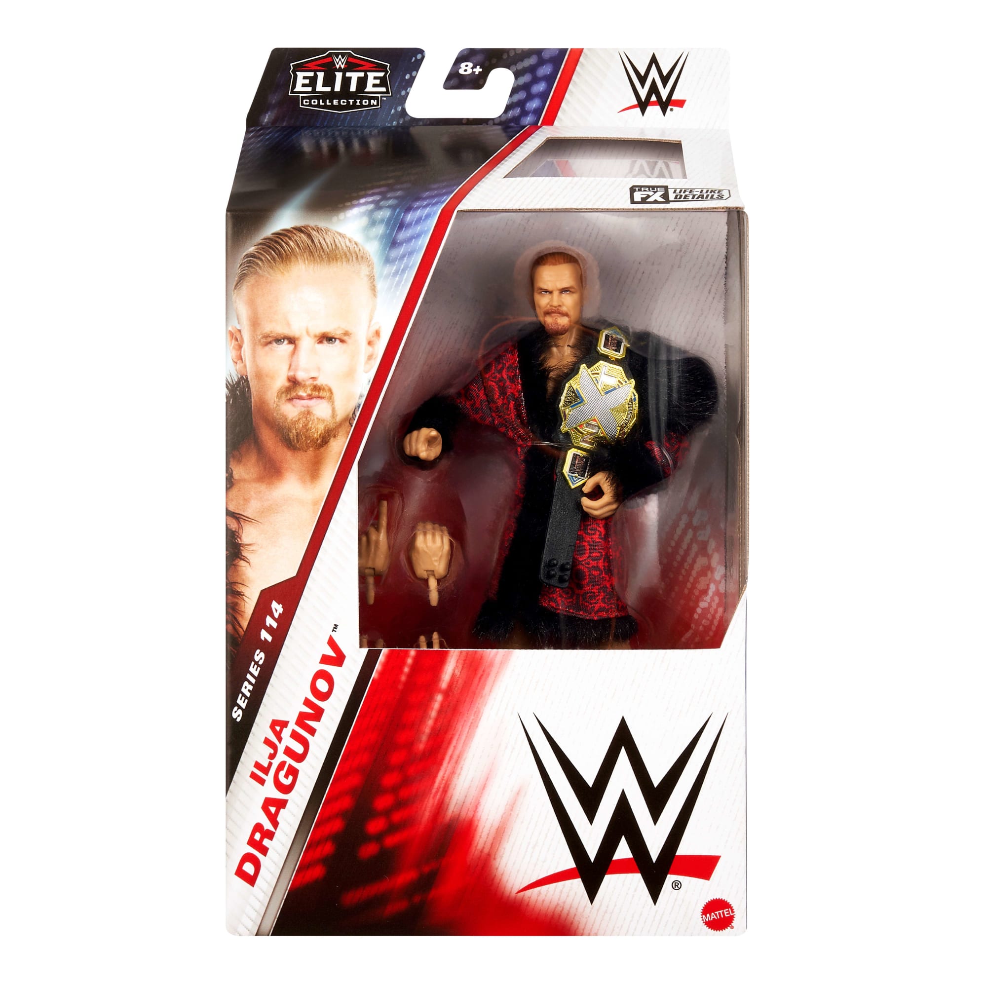 Mattel WWE Elite Series 114 Figura De Ilja Dragunov, 15,24 Cm Con 25 Puntos De Articulación, Manos Intercambiables Y Tecnología TrueFX, Coleccionable (JCH96)