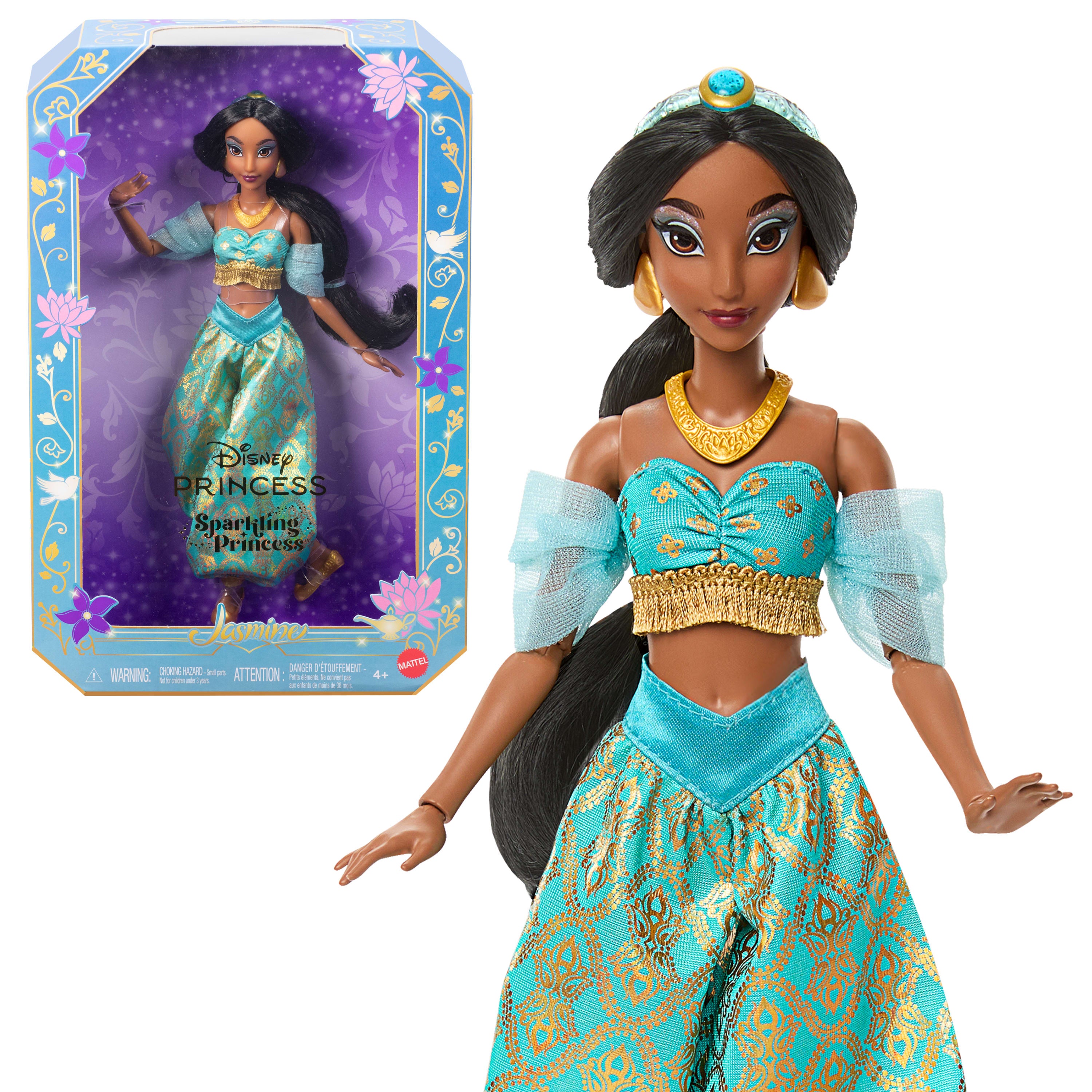 Disney Princess Sparkling Princess Series Jasmine Fashion Doll With Removable Outfit & Accessories