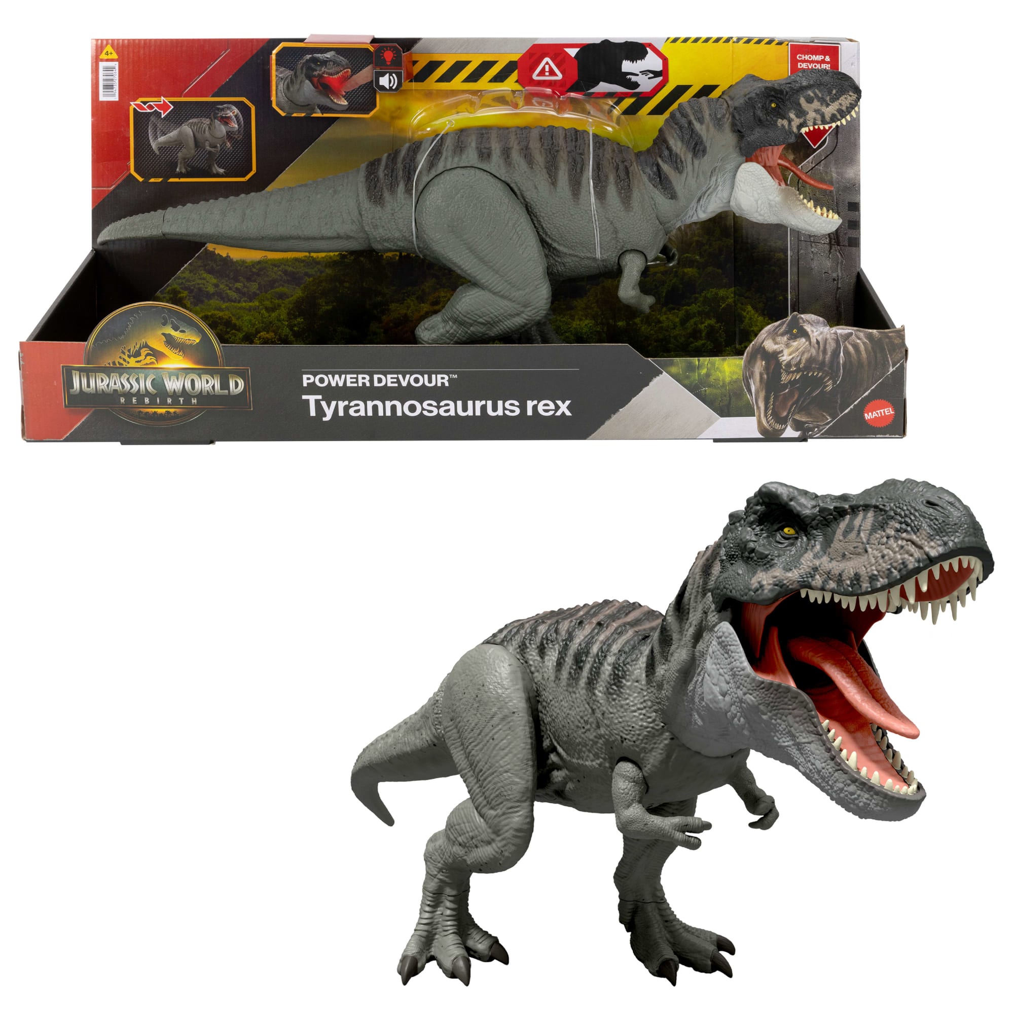jurassic world spielzeug mattel Jurassic World Rebirth Power Devour Tyrannosaurus Rex Dinosaur Figure