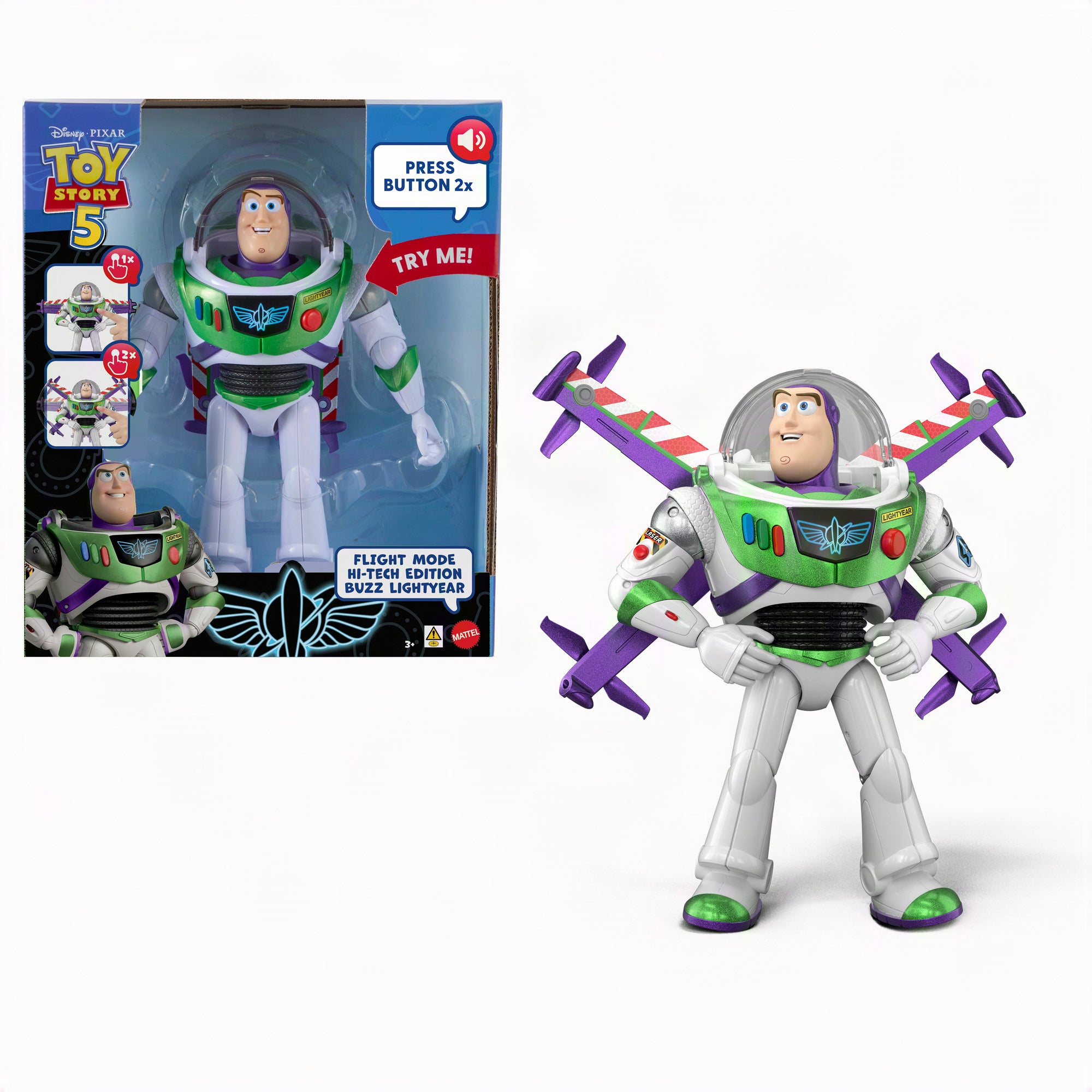 Disney and Pixar Toy Story Flight Mode Hi-Tech Edition Buzz Lightyear ...