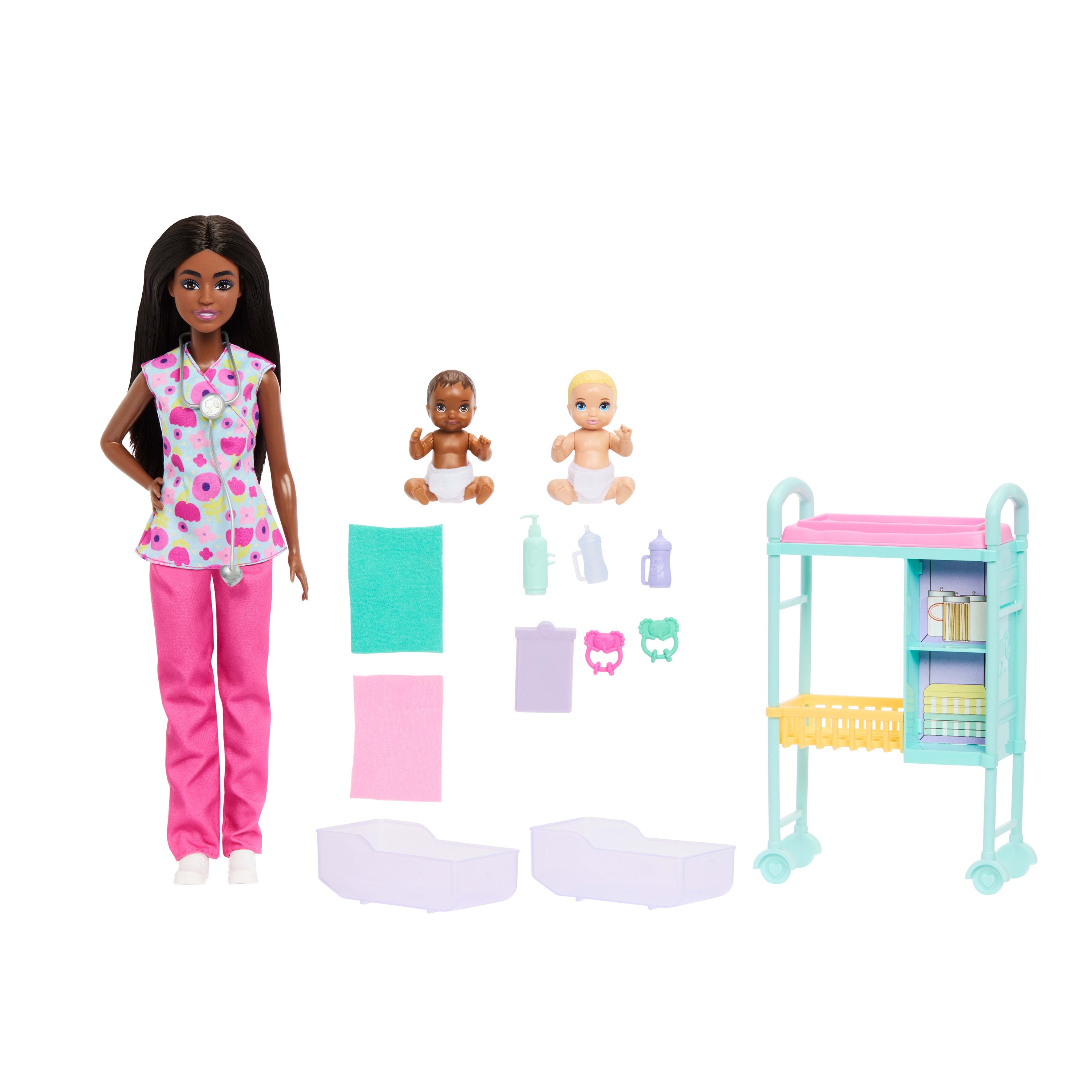 Barbie Careers Baby Doctor Playset With Brunette Fashion Doll, 2 Baby Dolls, Exam Table & Accessories