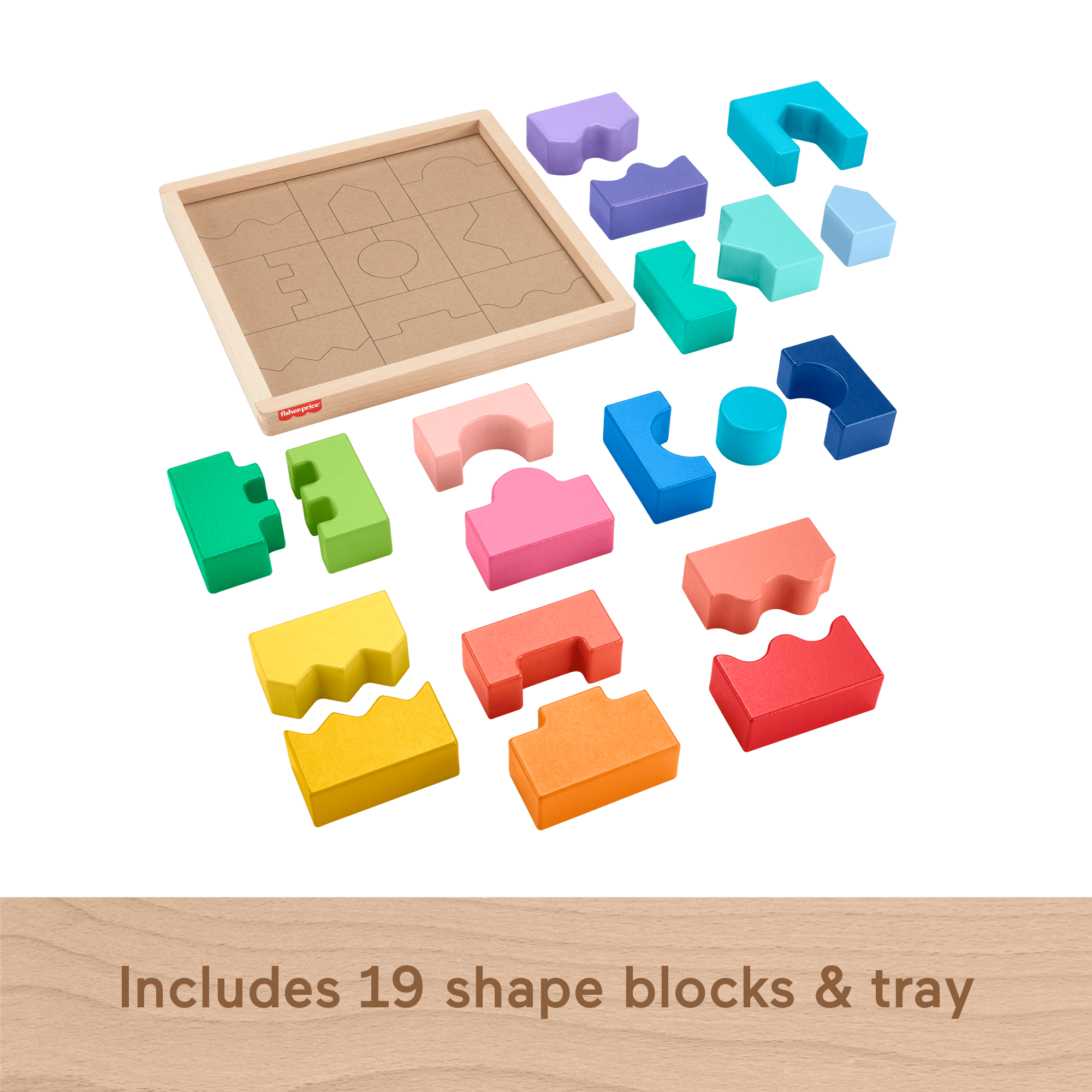 Fisher-Price Wood Interlocking Blocks Stacking Jigsaw Puzzle Toddler ...