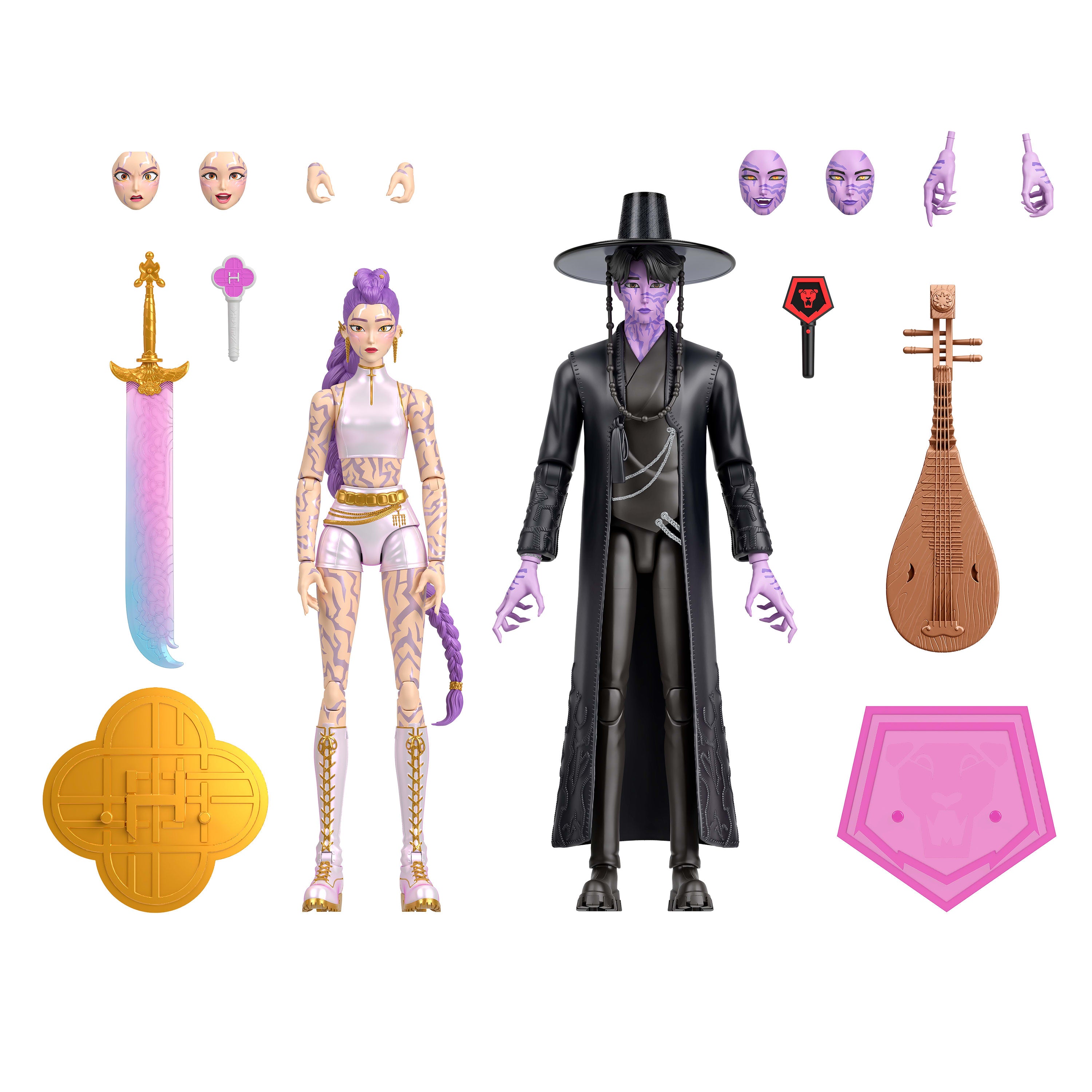 KPop Demon Hunters Rumi & Jinu Final Battle Action Figure Set, 4 Accessories, Swappable Hands & Faces