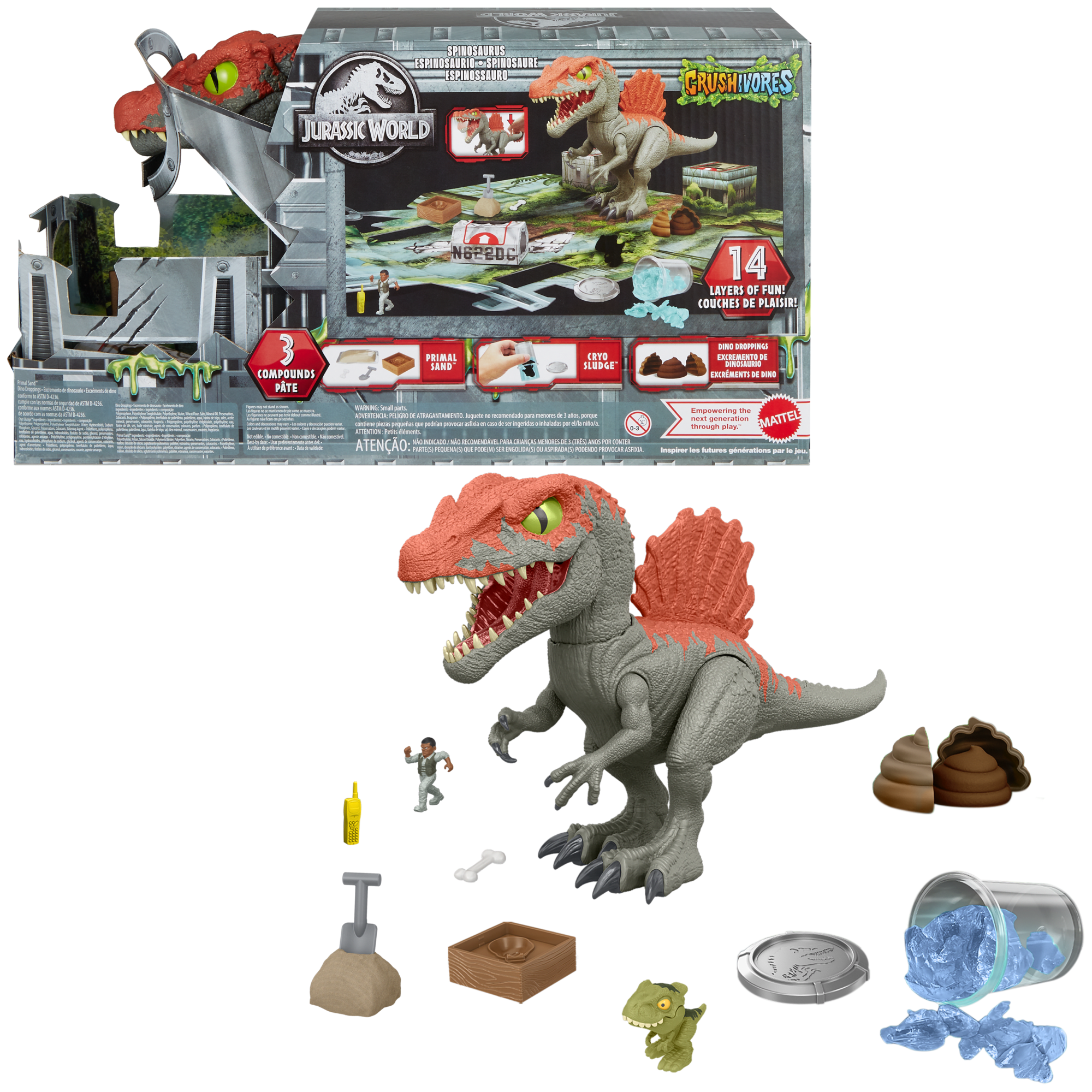 Jurassic World Crushivores Spinosaurus Cage Crasher Dinosaur Action ...