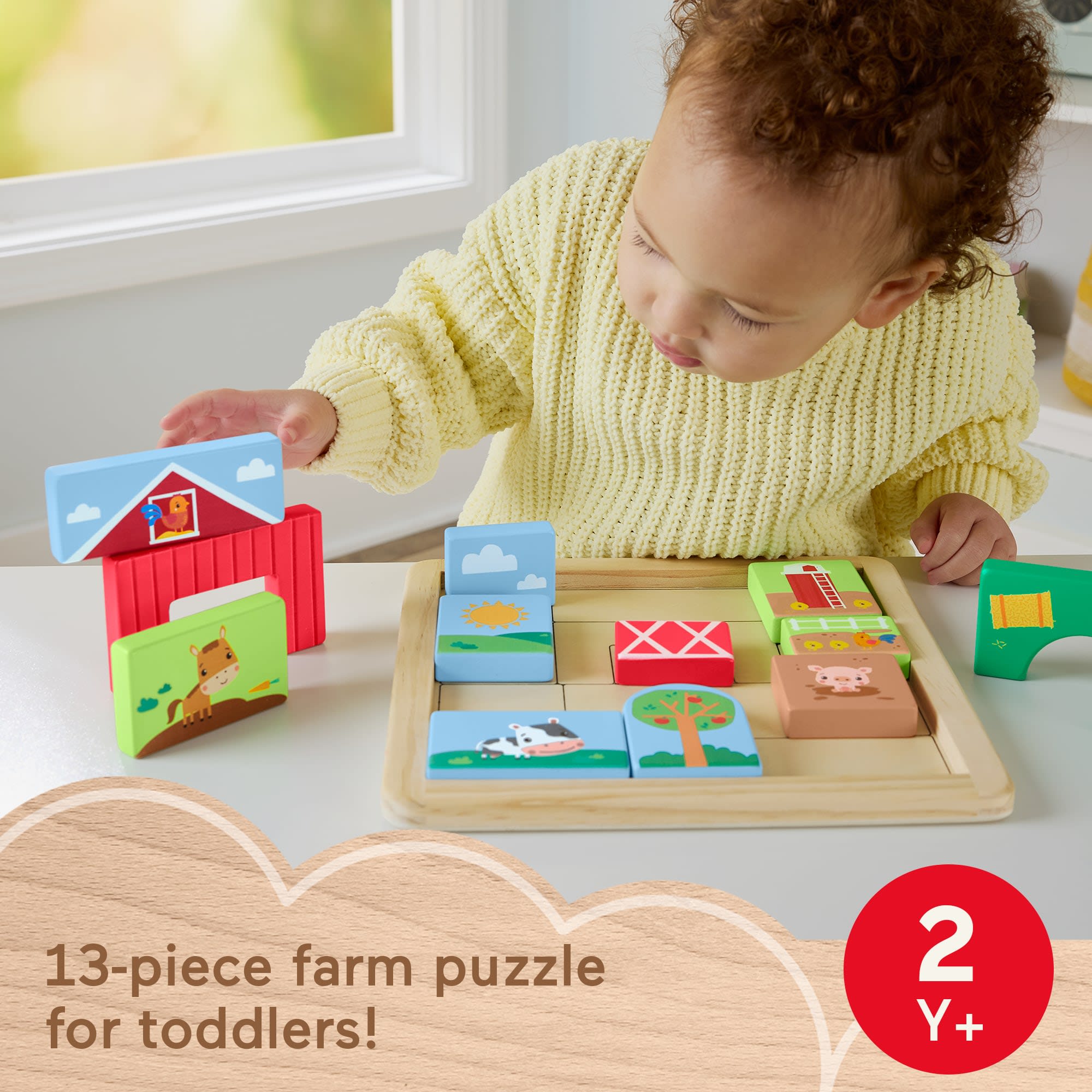 Fisher-Price Wooden Farm Blocks Puzzle | Mattel