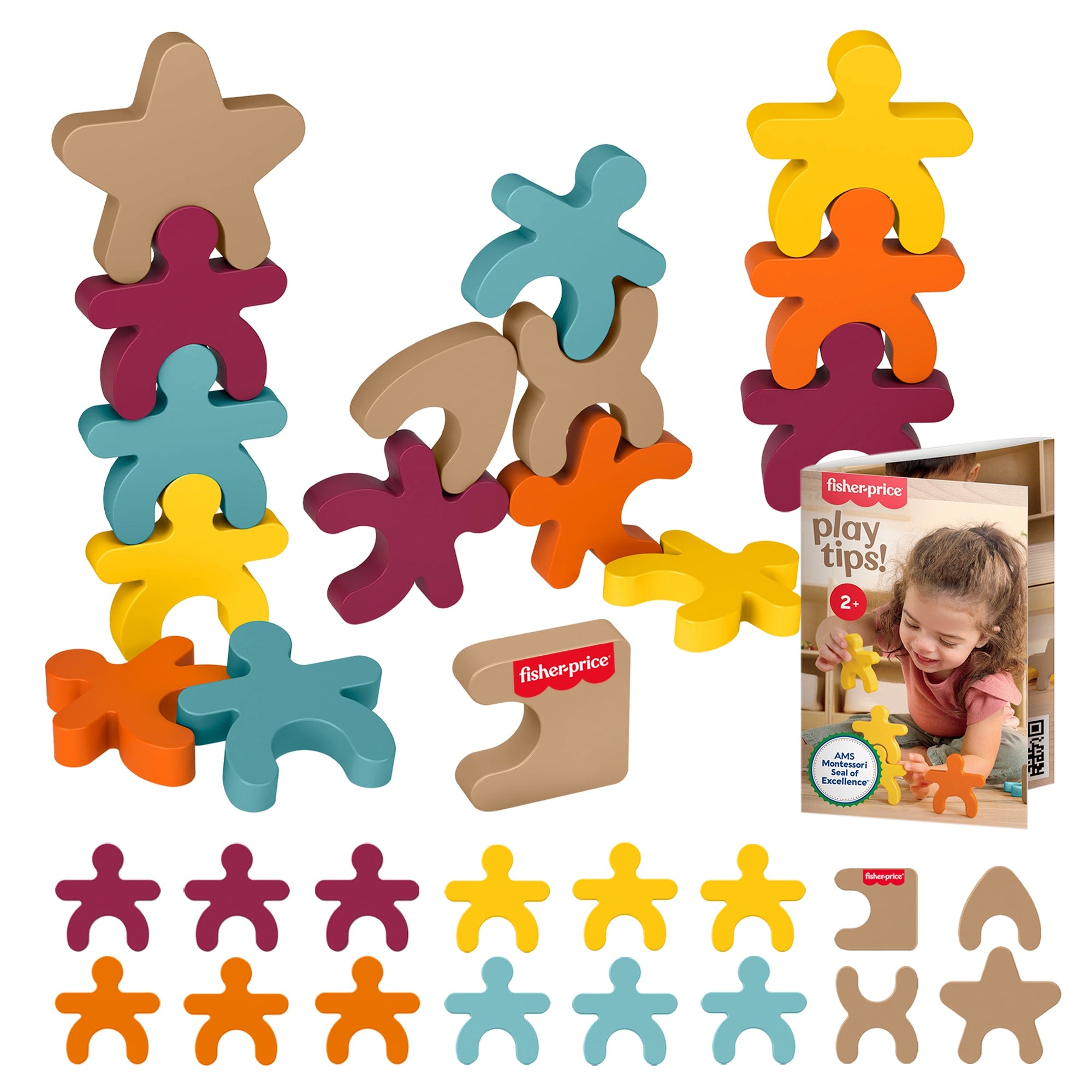 Fisher-Price Montessori Wooden Stacking Shapes | Mattel