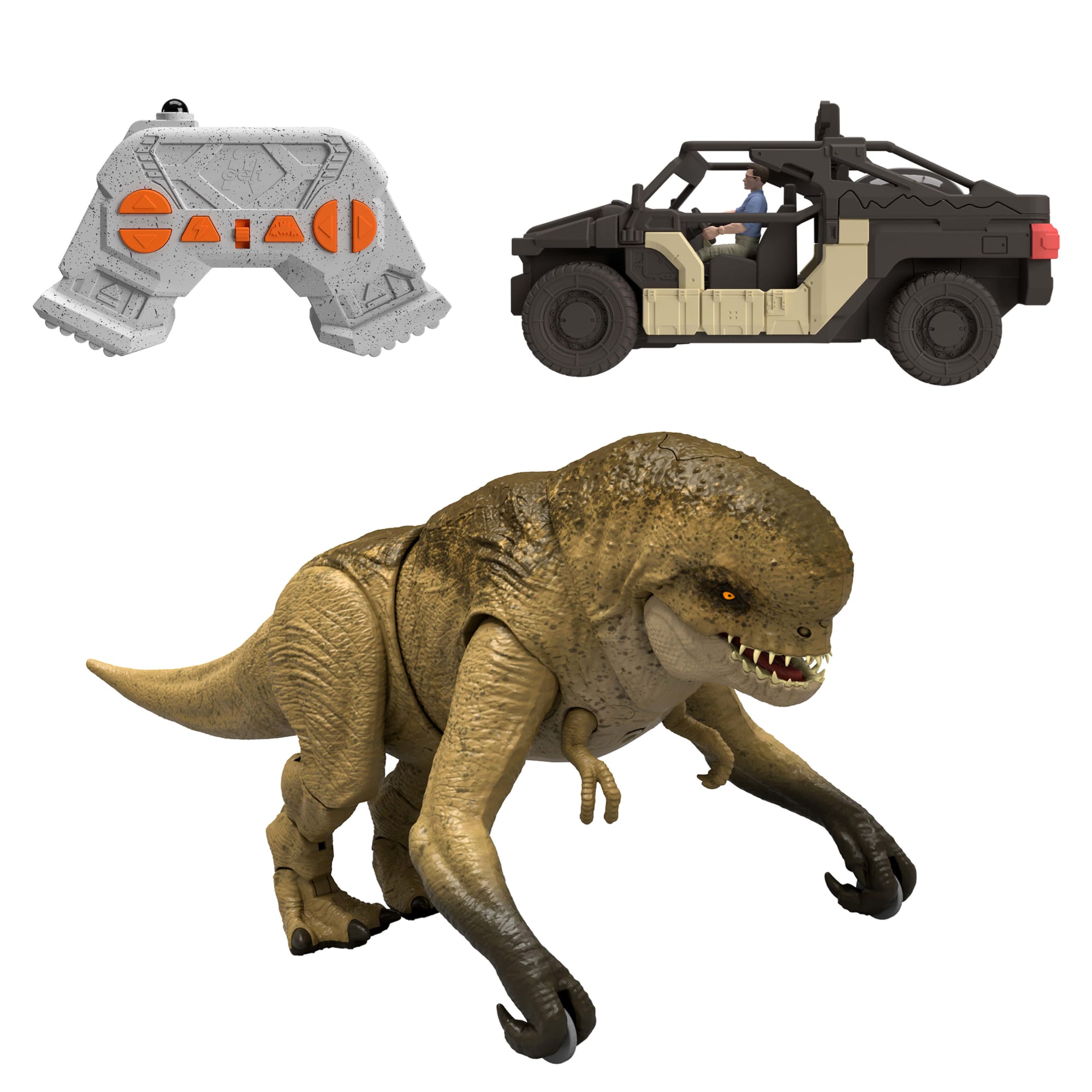 「RT-9643121620」 Jurassic World Rebirth Track N Chomp Distortus Rex & Vehicle | Mattel