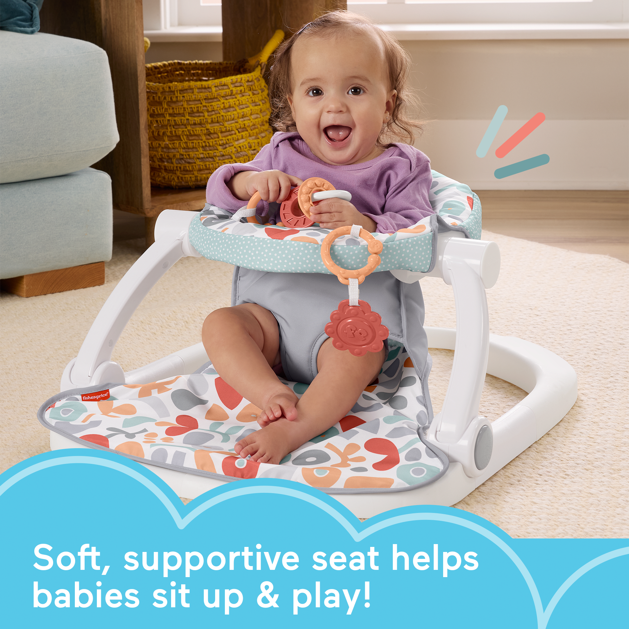 Fisher-Price Portable Baby Chair with Toys, Sit-Me-Up Floor Seat