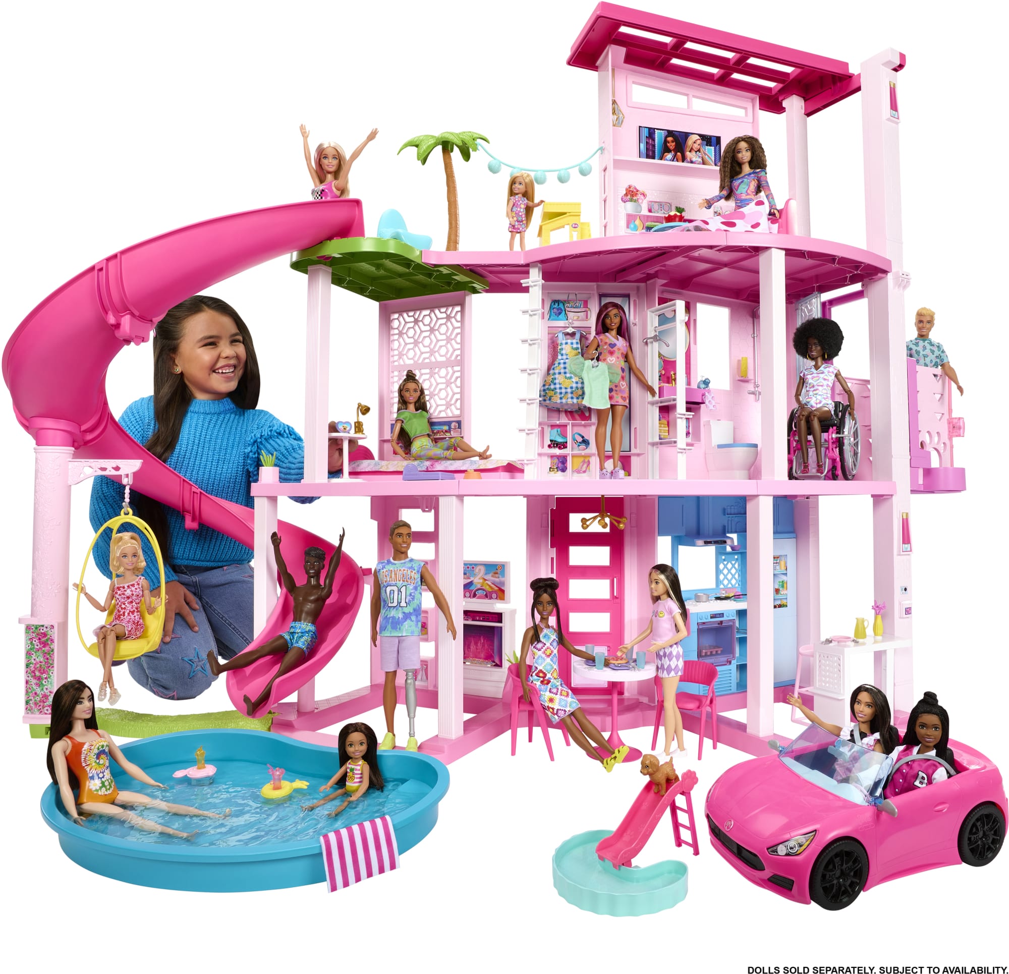 Barbie Dreamhouse, 75+ Pieces, Pool Party Doll House with Story