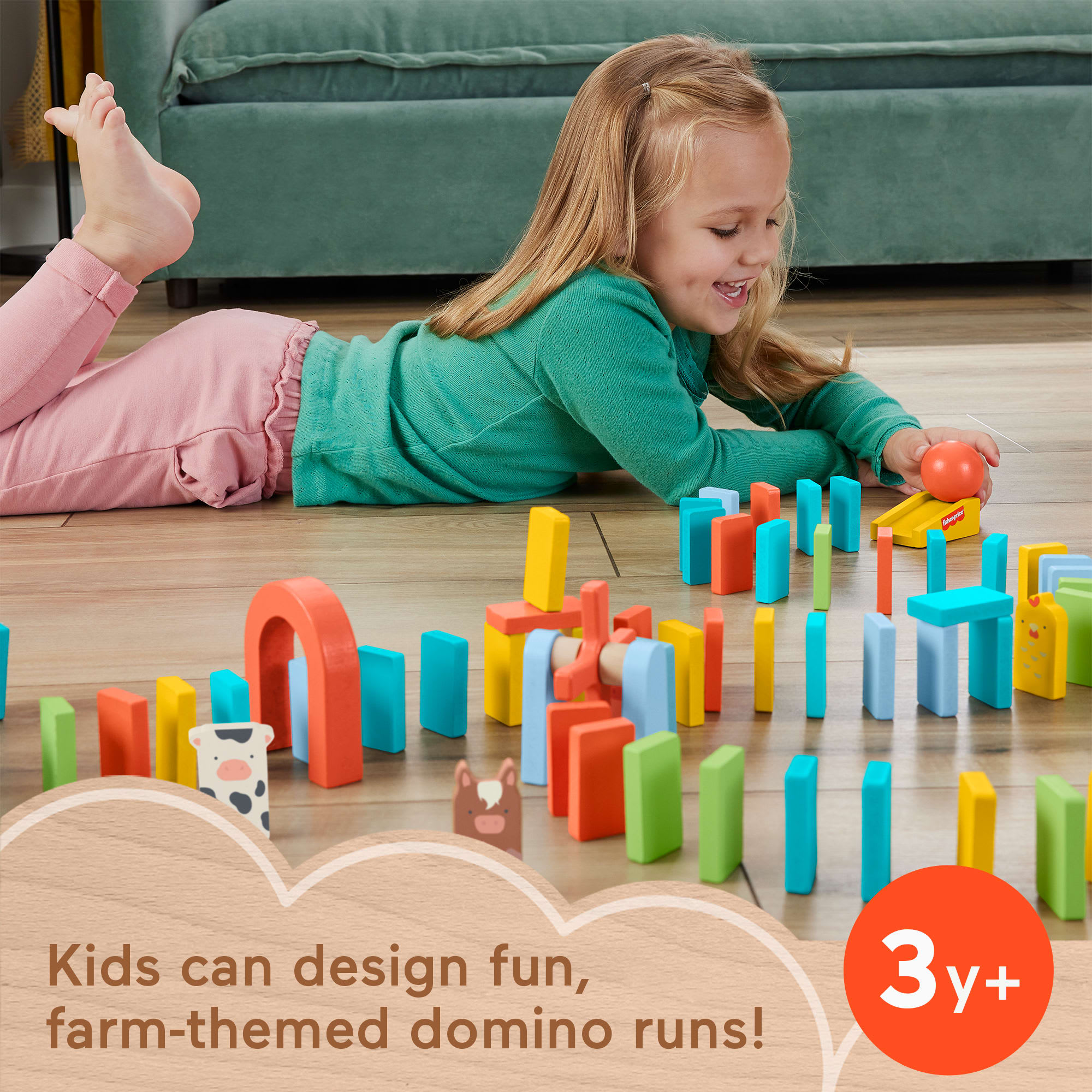 Fisher-Price Wood Domino Run Playset Preschool Game | Mattel
