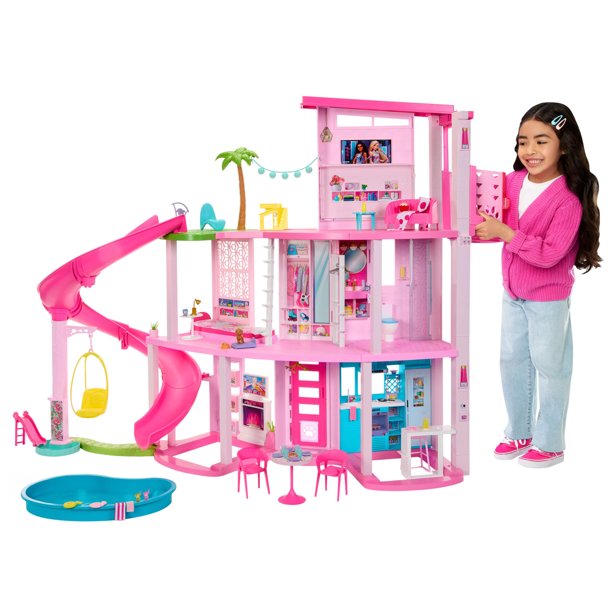 Barbie Dreamhouse, 75+ Pieces, Pool Party Doll House with Story