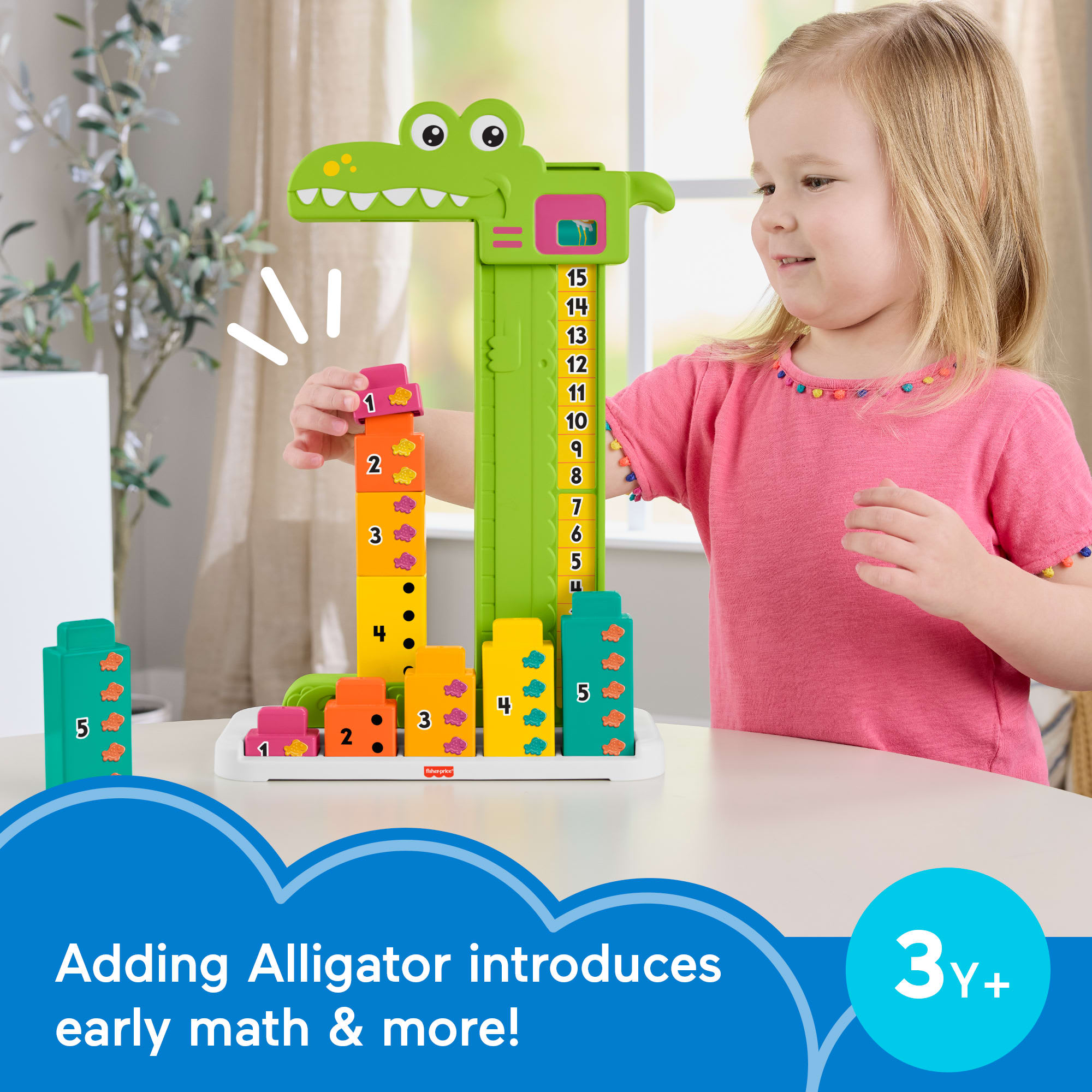 Alligator Block Fisher-Price Adding Alligator Educational Toy with 10 Stacking Blocks ...