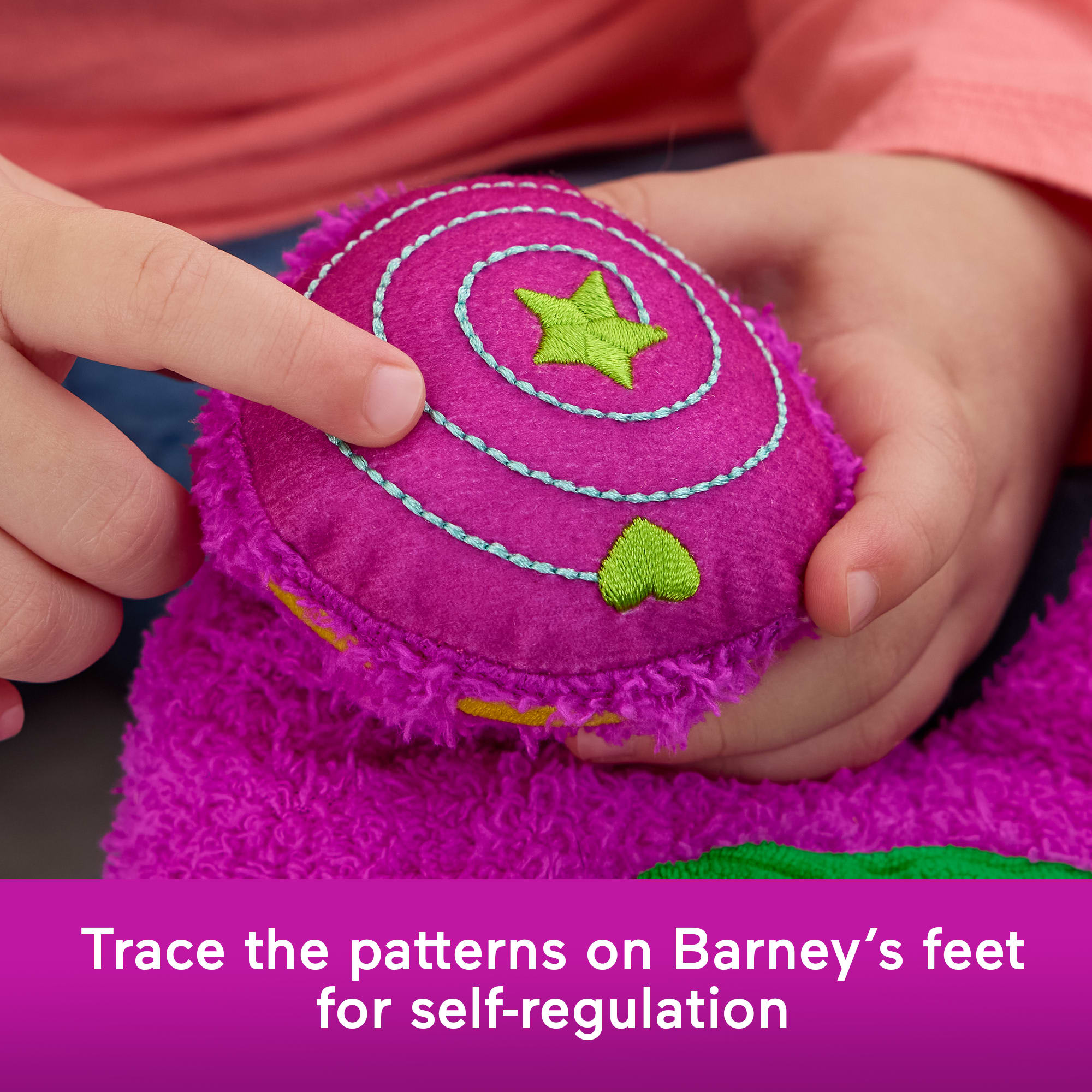 Fisher-Price Barney's World Sensory Barney Plush Toy With Fidget ...