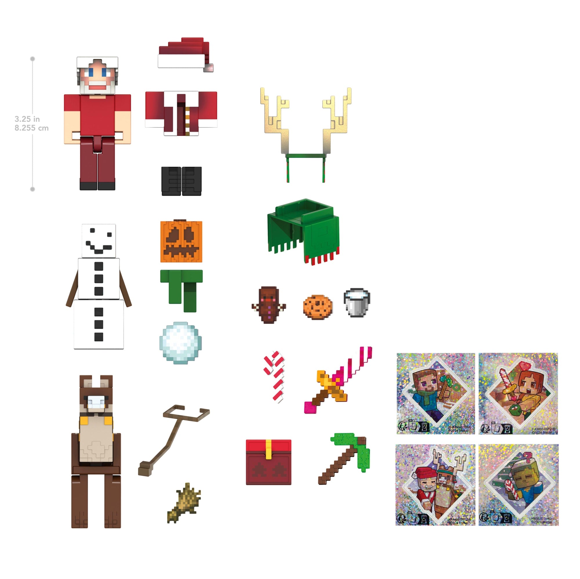 Mattel Minecraft Calendrier De L'Avent Mini Têtes Modulables, Avec 24 Surprises À Découvrir, Figurines Steve Et Accessoires, À Collectionner, Jouet Enfant, A Partir De 6 Ans, HND33