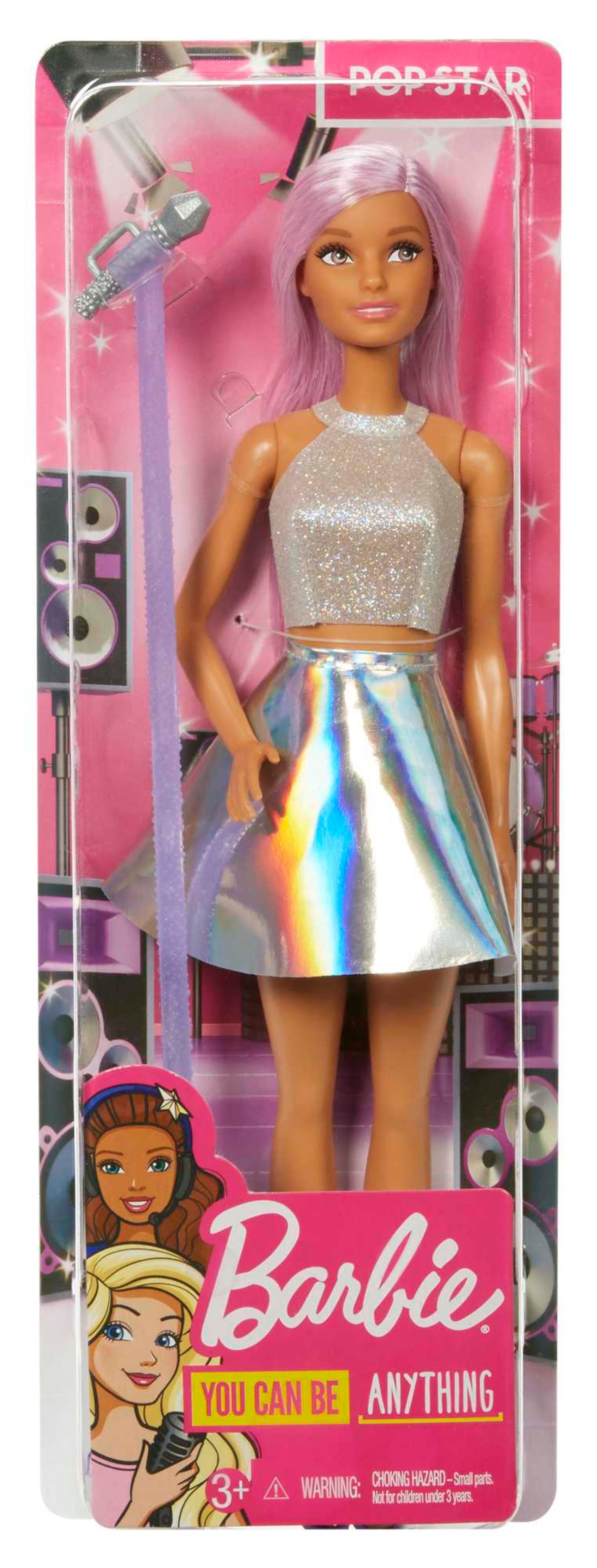 Barbie Pop Star Doll, Purple Hair, Silver Top Iridescent Skirt