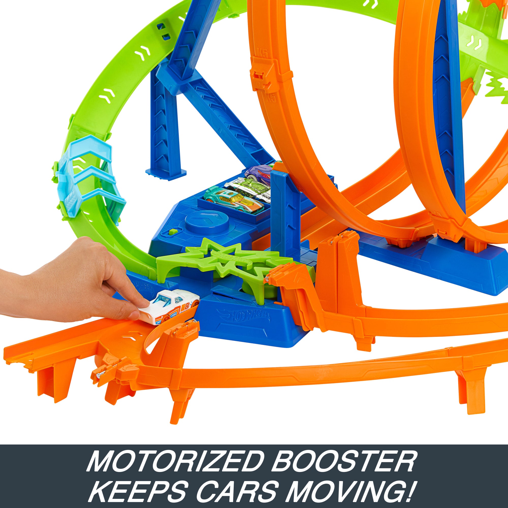 Hot Wheels Track Set with 5 Crash Zones, Motorized Booster and 1