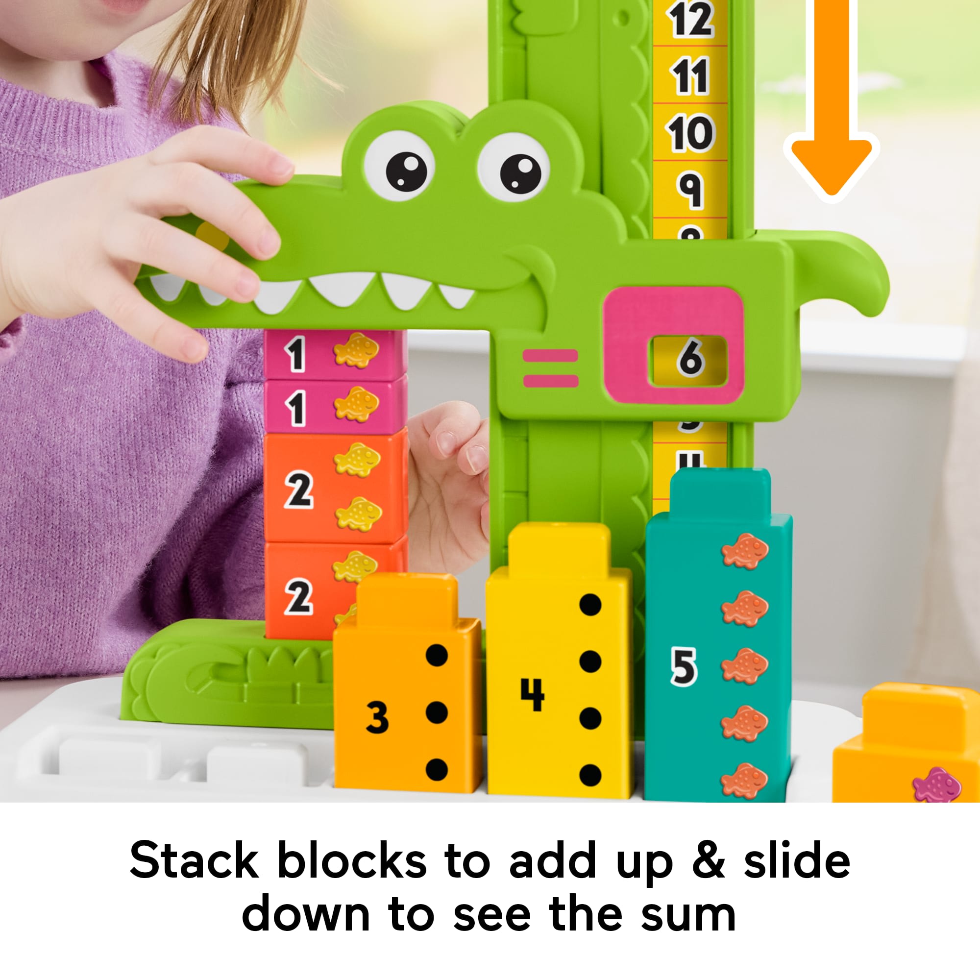 Alligator Block Fisher-Price Adding Alligator Educational Toy with 10 Stacking Blocks ...