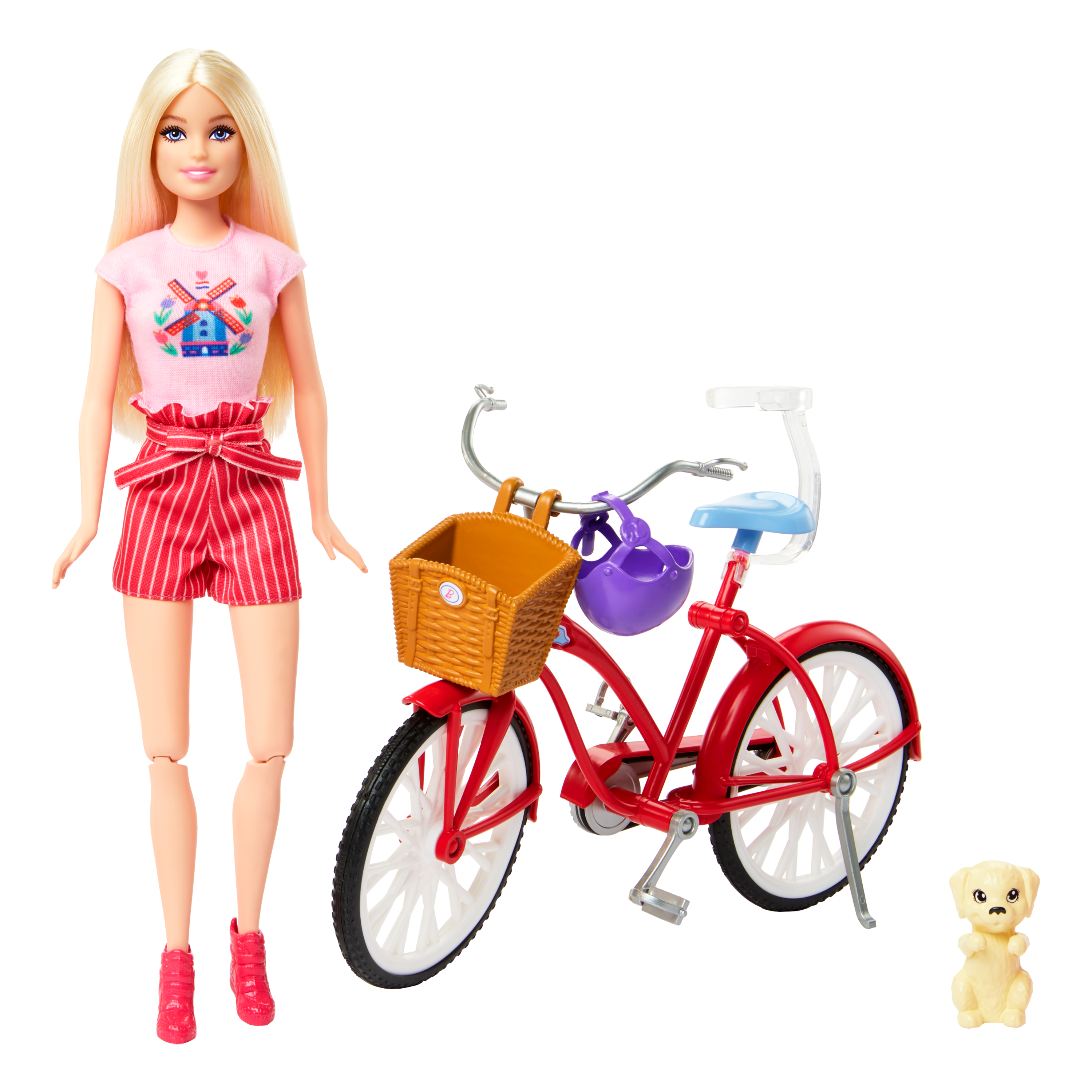 Barbie Pink Passport Holland Doll Set with Bicycle, Clothes