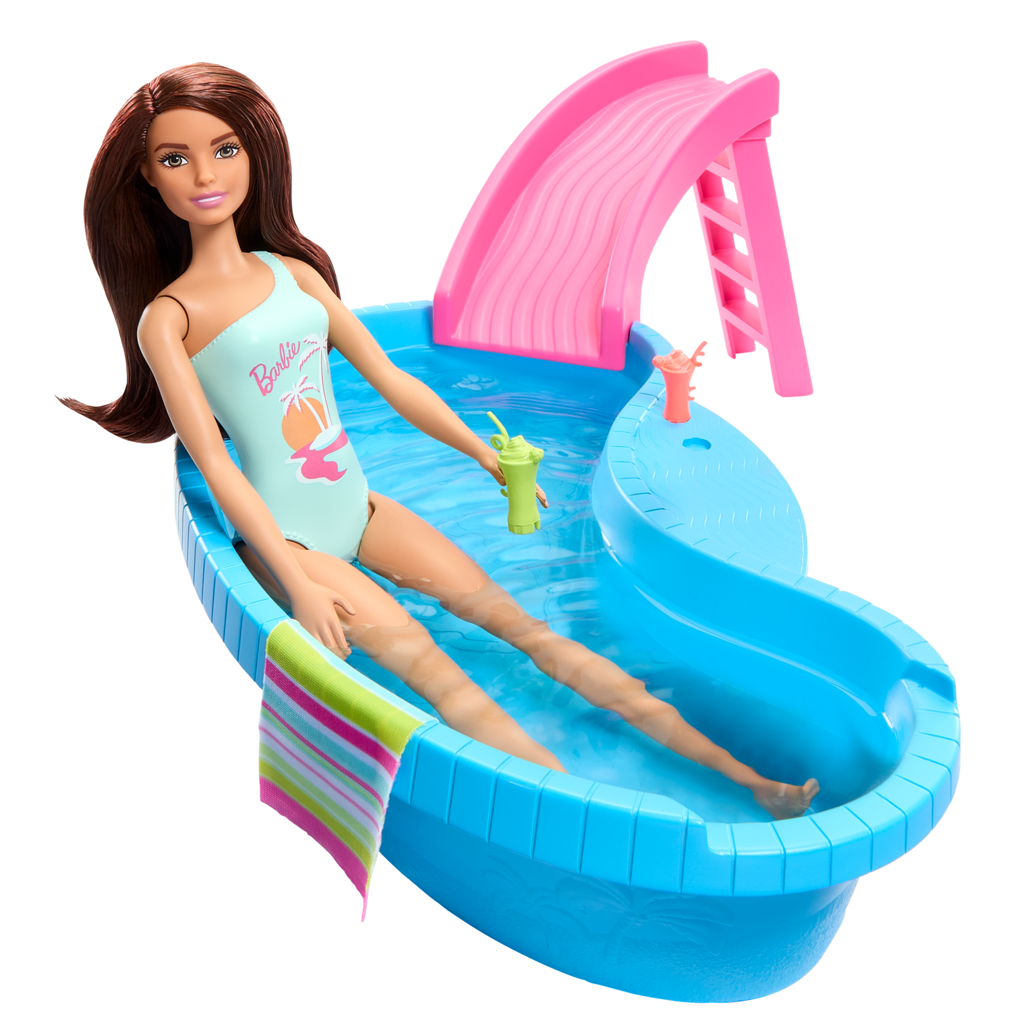 Swimming Barbie Splash And Slide Bath Playset Barbie Dream Pool