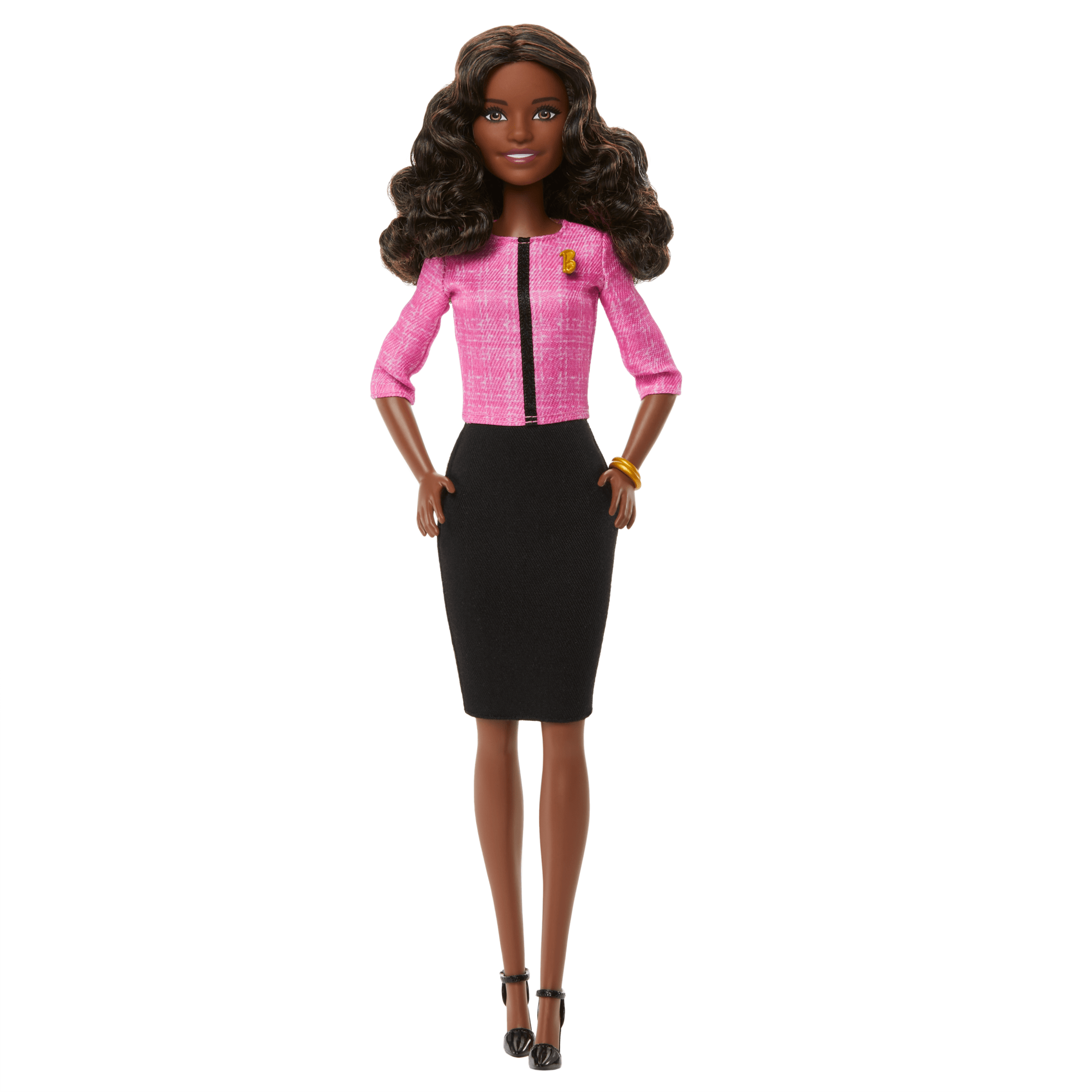 Barbie Future Leader Doll with Dark Brown Hair, 2 Golden Bracelets