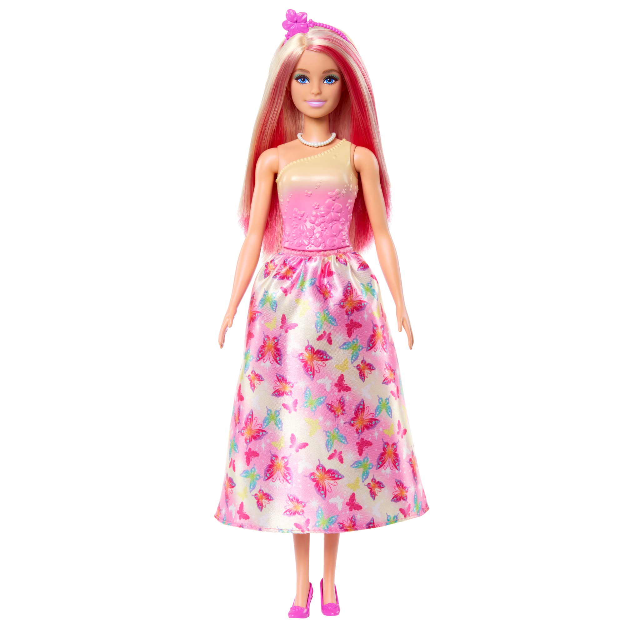 Barbie Royal Doll with Pink and Blonde Hair Butterfly Print Skirt and Accessories Mattel