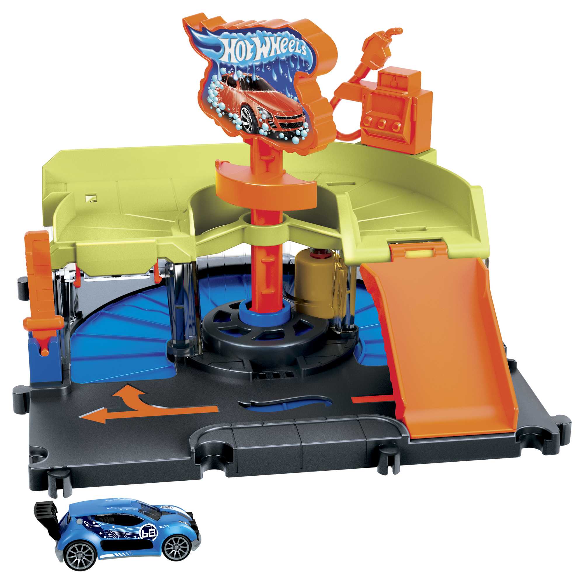 Hot Wheels City Downtown Express Car Wash Playset, with toy Car