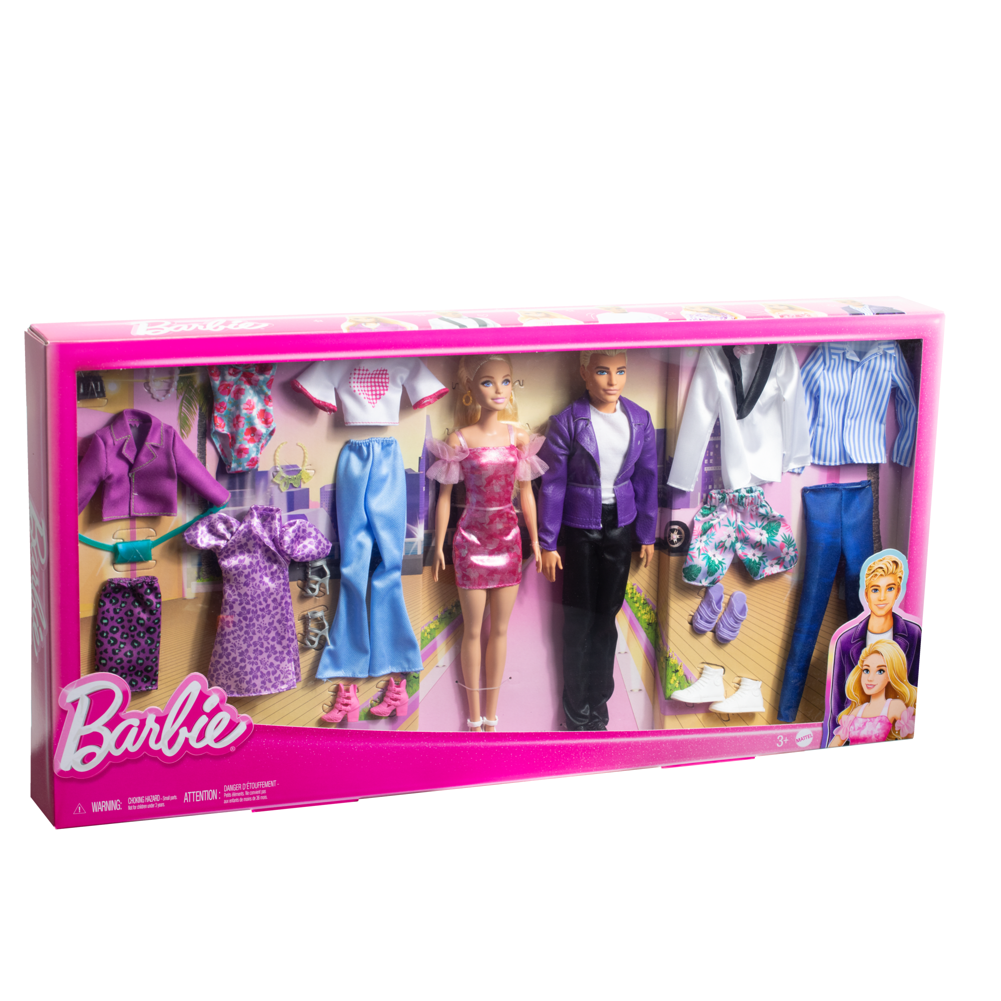 Barbie Doll and Ken Doll Fashion Set with Clothes and