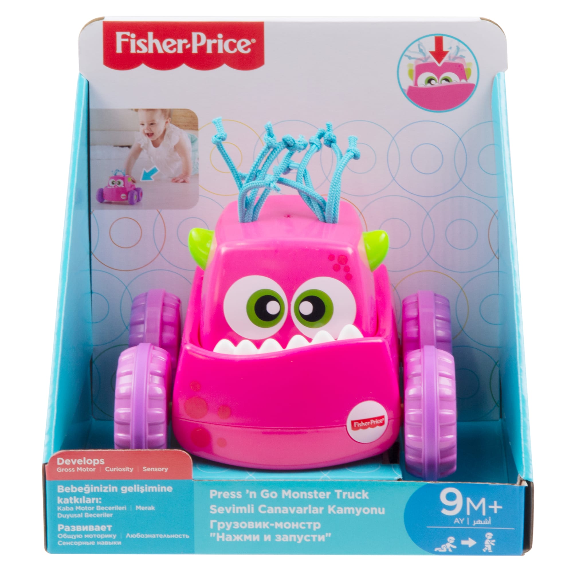 Fisher-Price Juguete para Bebés Monstruo Presiona Y Persigue Rosa