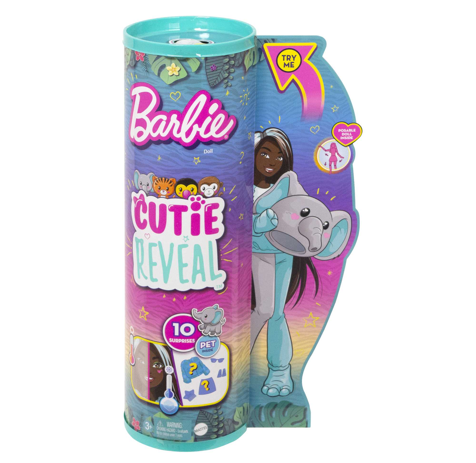 Barbie Cutie Reveal Muñeca Animales de la Selva Elefante