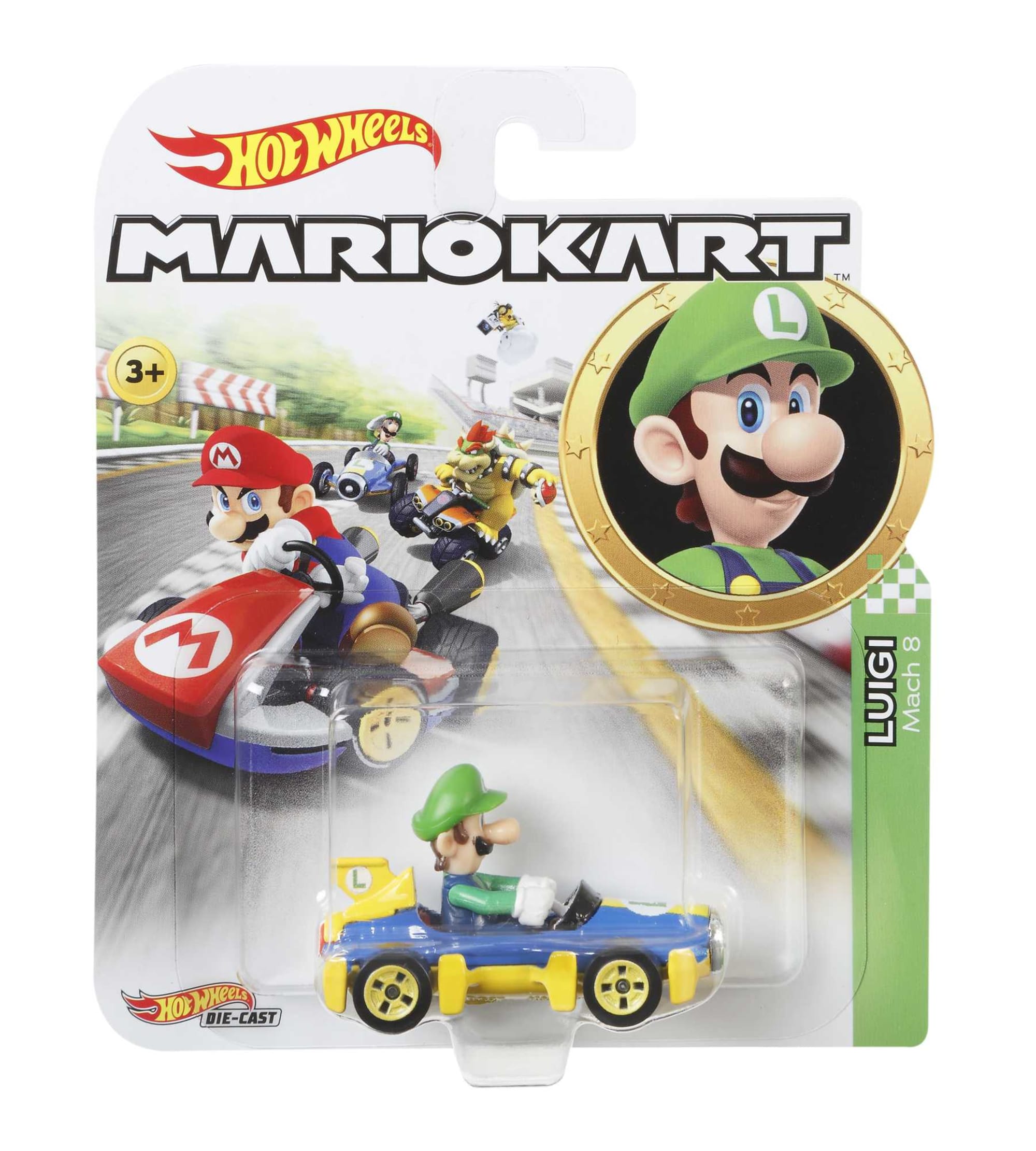 Hot Wheels Mario Kart Veículo de Brinquedo Luigi Mach