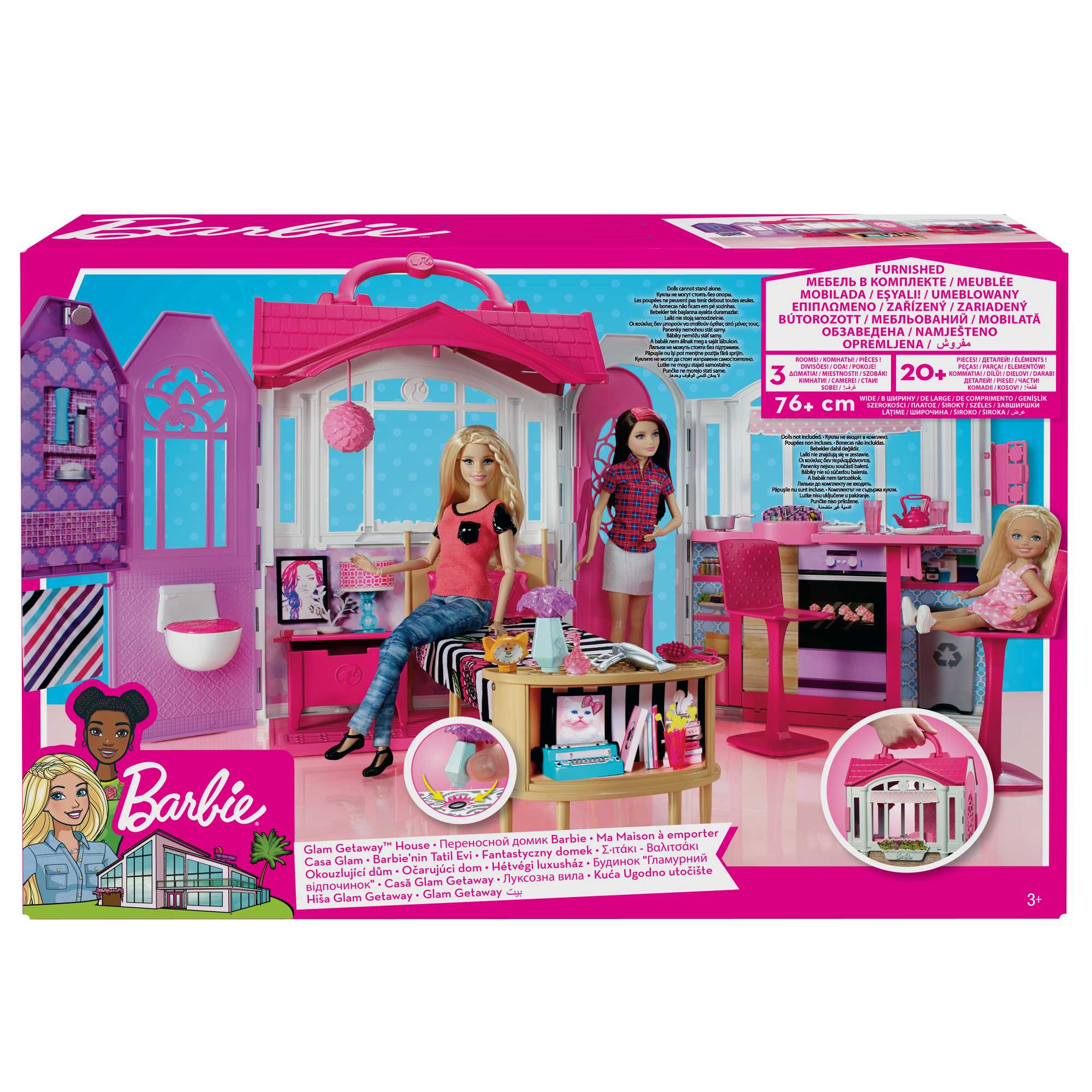 Barbie PinkTastic Glam Vacation House with Doll Exclusive Set Box