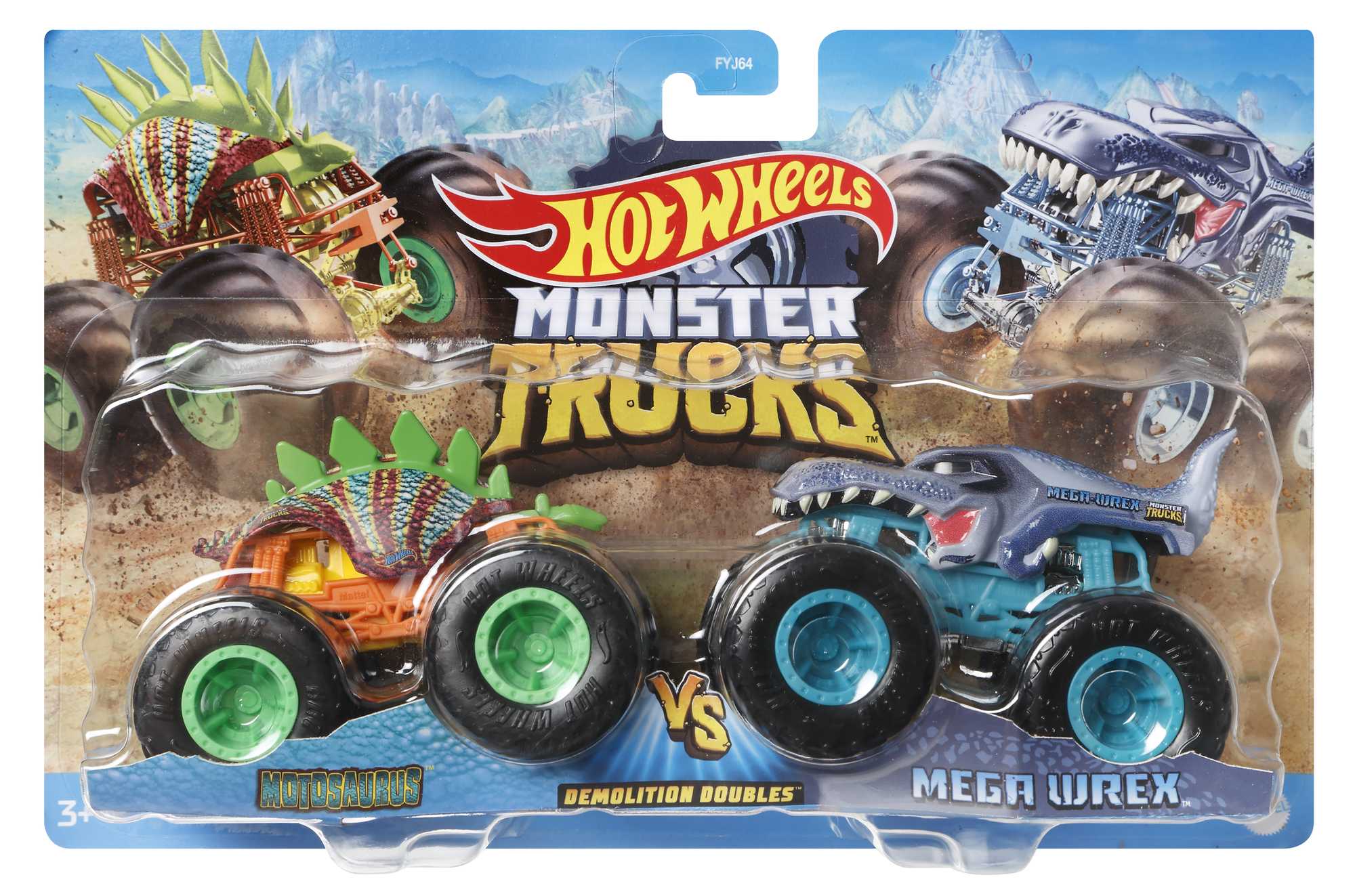 Hot Wheels Monster Trucks 1:64 Dino 2 Pack Vehicles | Mattel
