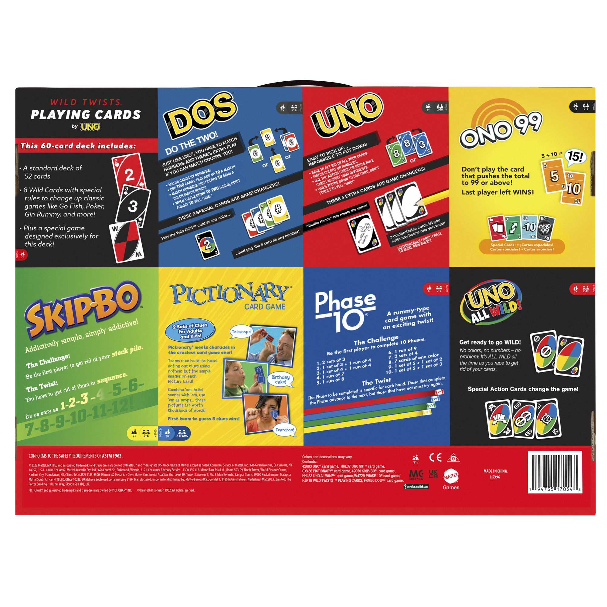 Mattel UNO Phase 10 Card Games Family Funny Entertainment Board Game Poker  Kids Toys Playing Cards
