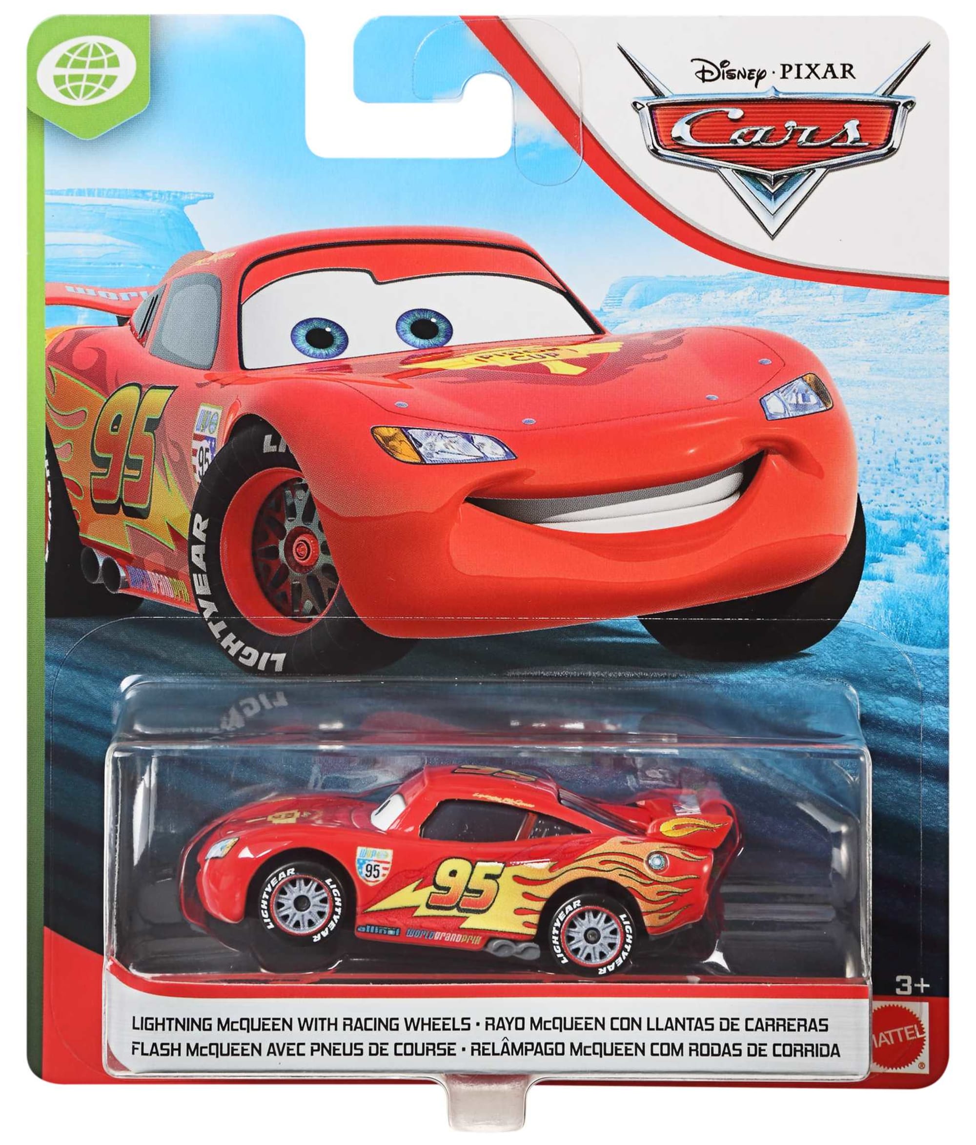 Cars de Disney y Pixar Vehículo de Juguete Rayo McQueen con llantas de  carreras