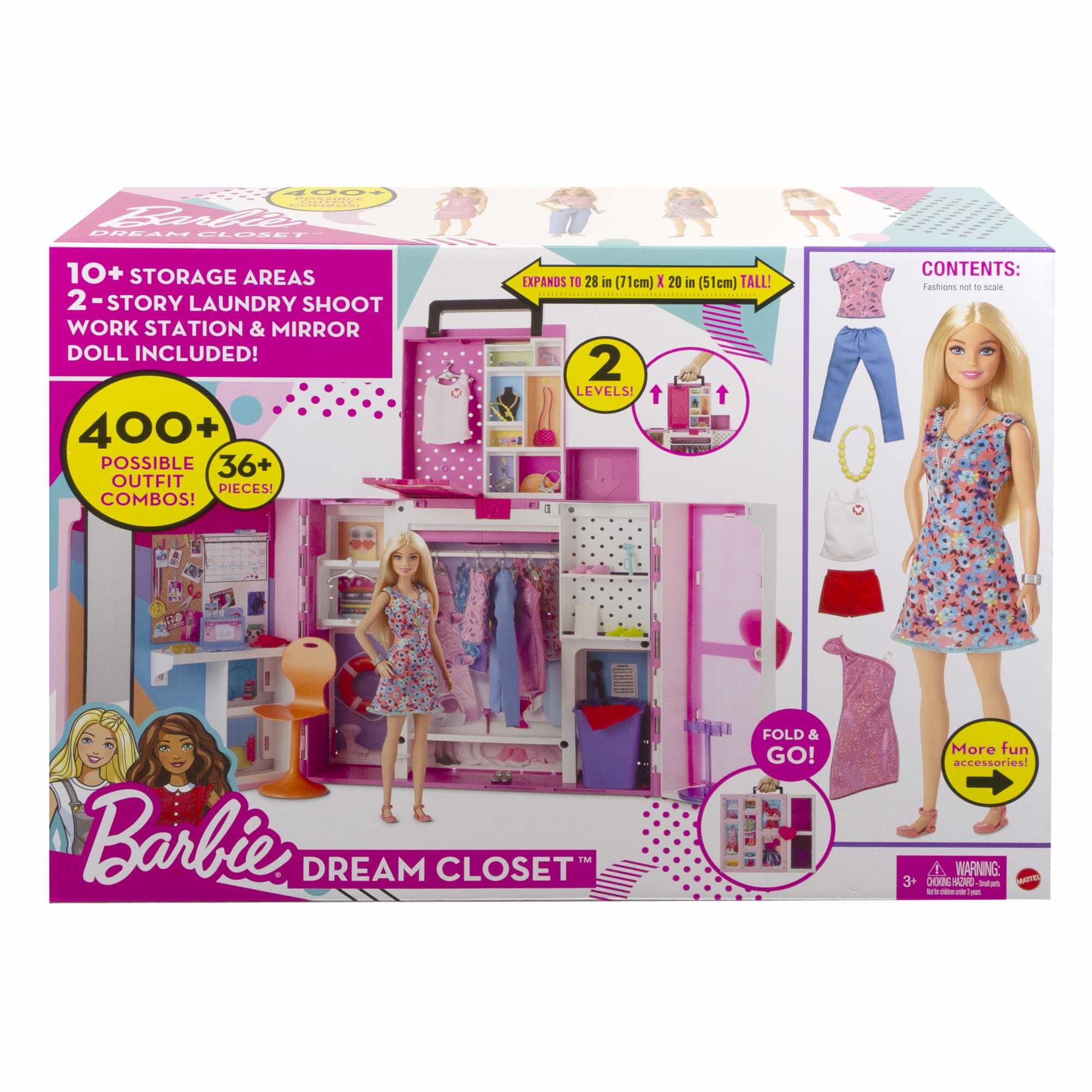 Acheter Garde-robe de poupée 106 pièces avec ensemble de vêtements et d' accessoires pour poupée Barbie, placard de rangement pour robes, cintres  pour chaussures, etc.. pour fille coffret cadeau (PAS DE POUPÉES)