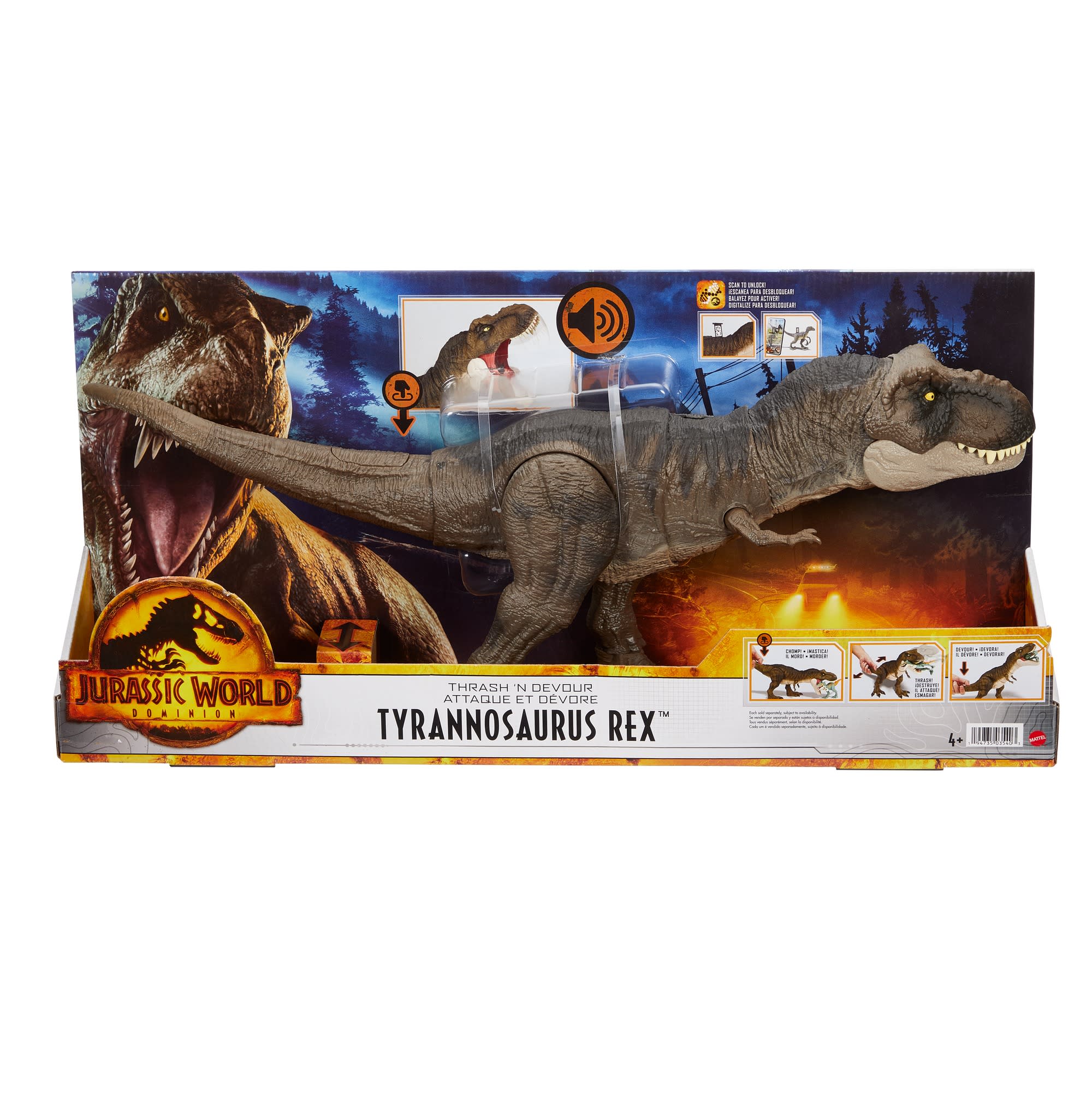 Dinossauro Tiranossauro Rex Rugido - Jurassic World Mattel em