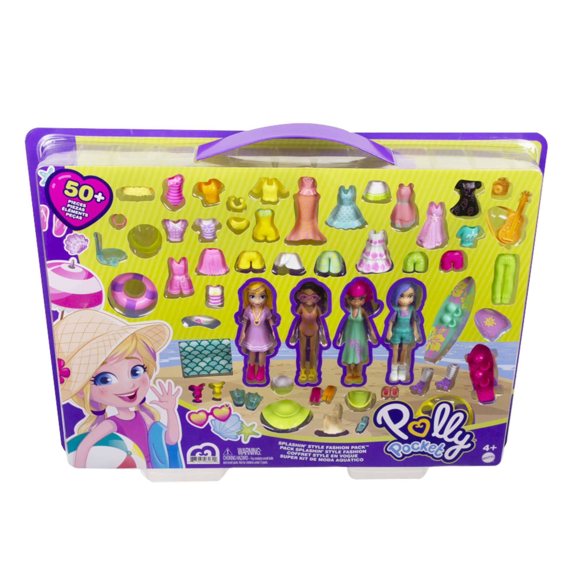 Polly Pocket Smoothie Splash Pack, Playset with 4 (3-inch) Dolls, Fashion & 20+ Outdoor Accessories