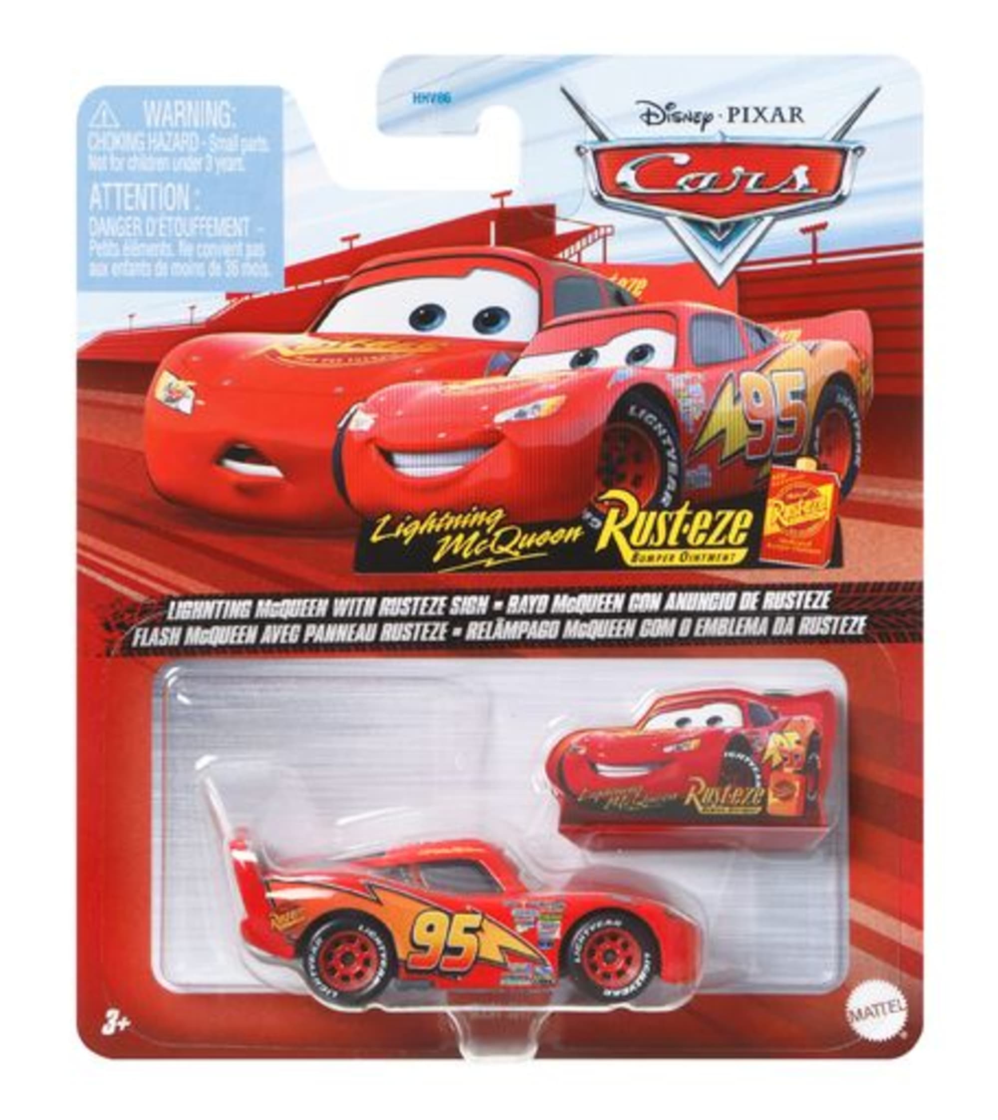 Cars de Disney y Pixar Vehículo de Juguete Rayo McQueen con Cartel