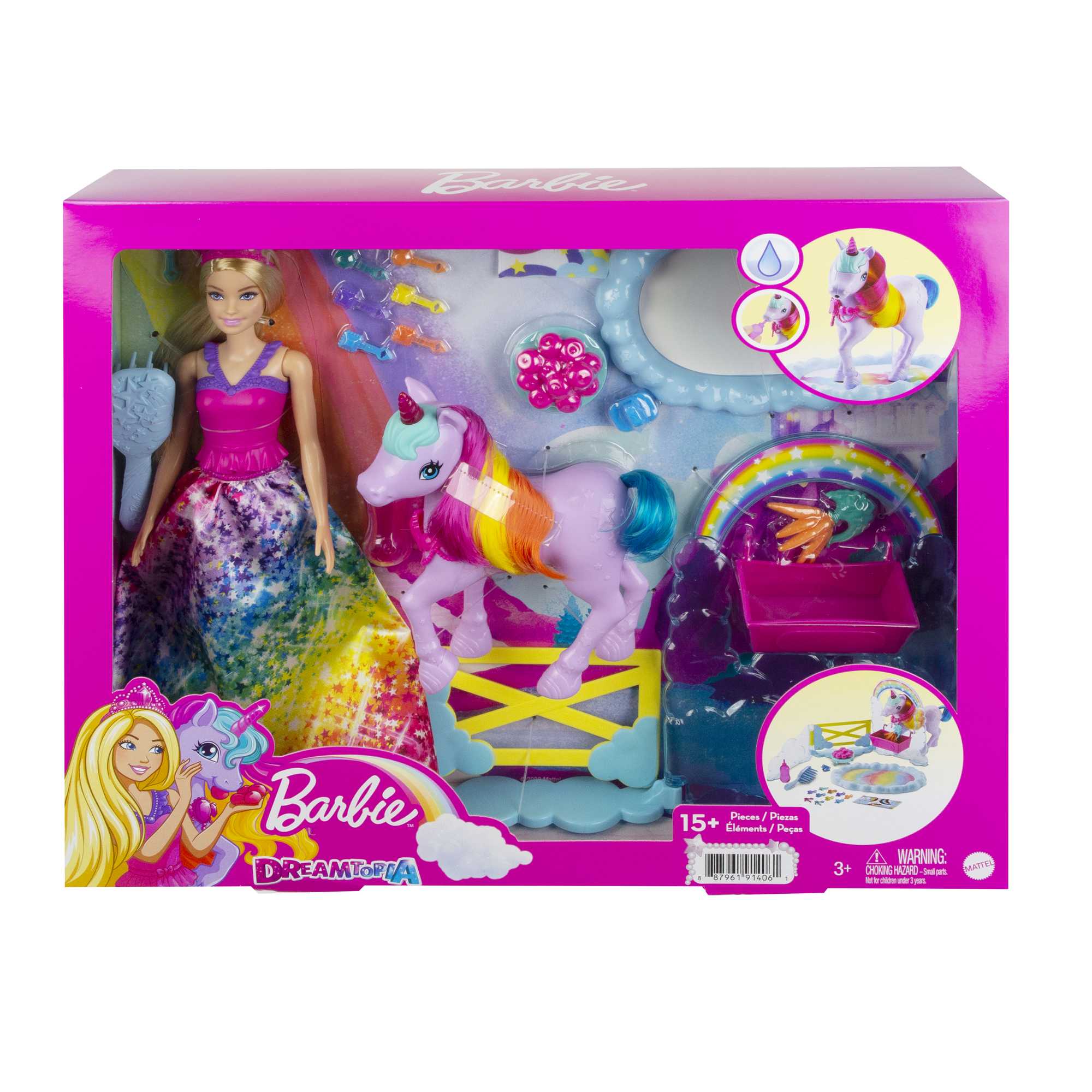 Barbie Rainbow Potty Unicorn Playset Doll with Unicorn Nurturing Playset