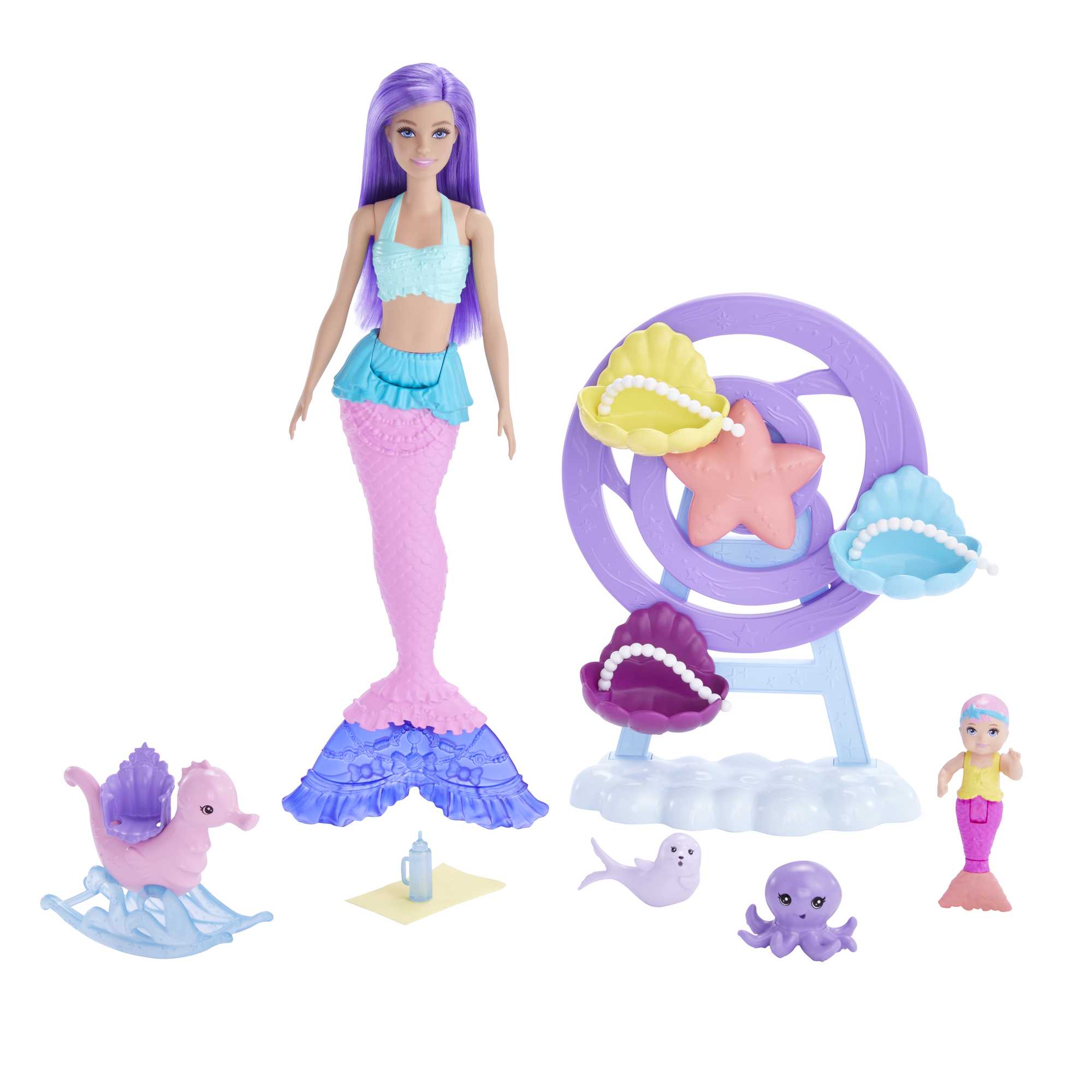 Barbie Mermaid Doll Playset | Merbaby & Sea Animals | Mattel