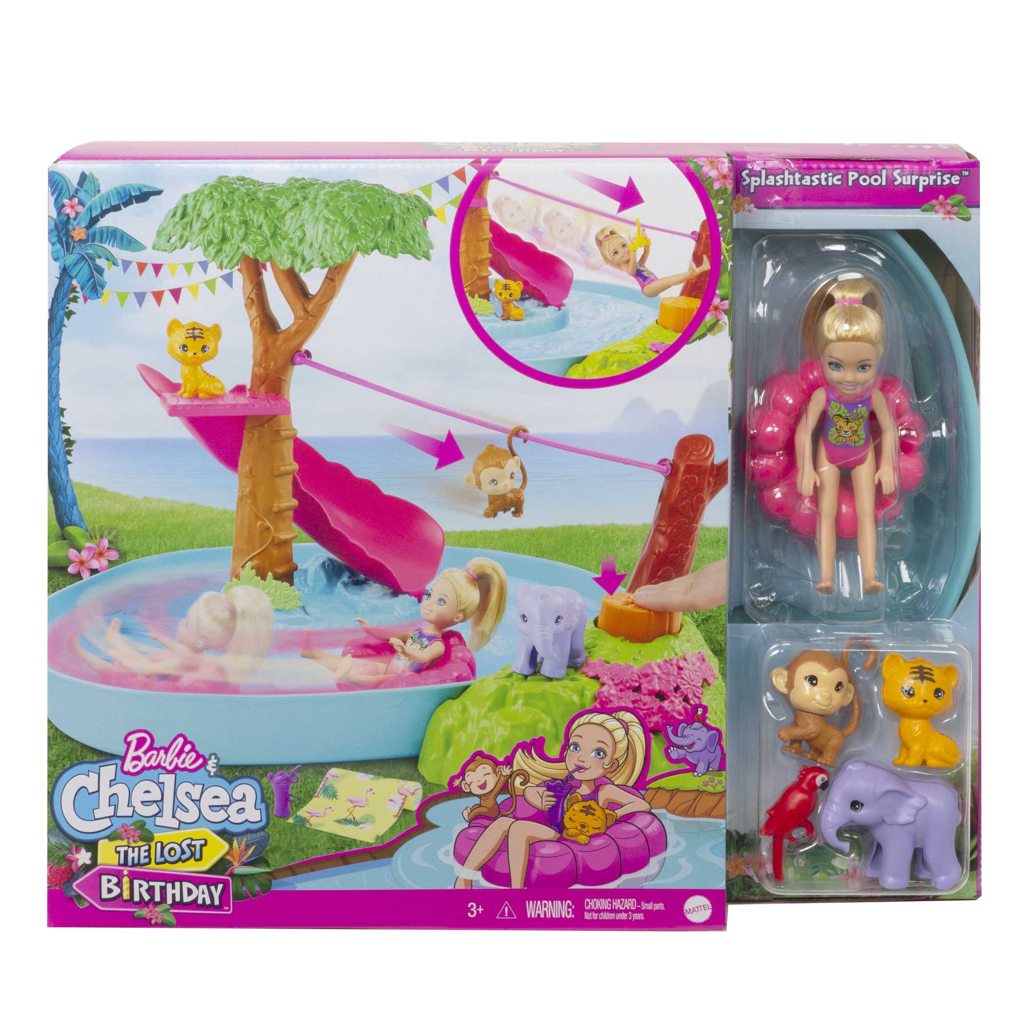 Barbie And Chelsea The Lost Birthday Splashtastic Pool Surprise Playset |  Mattel