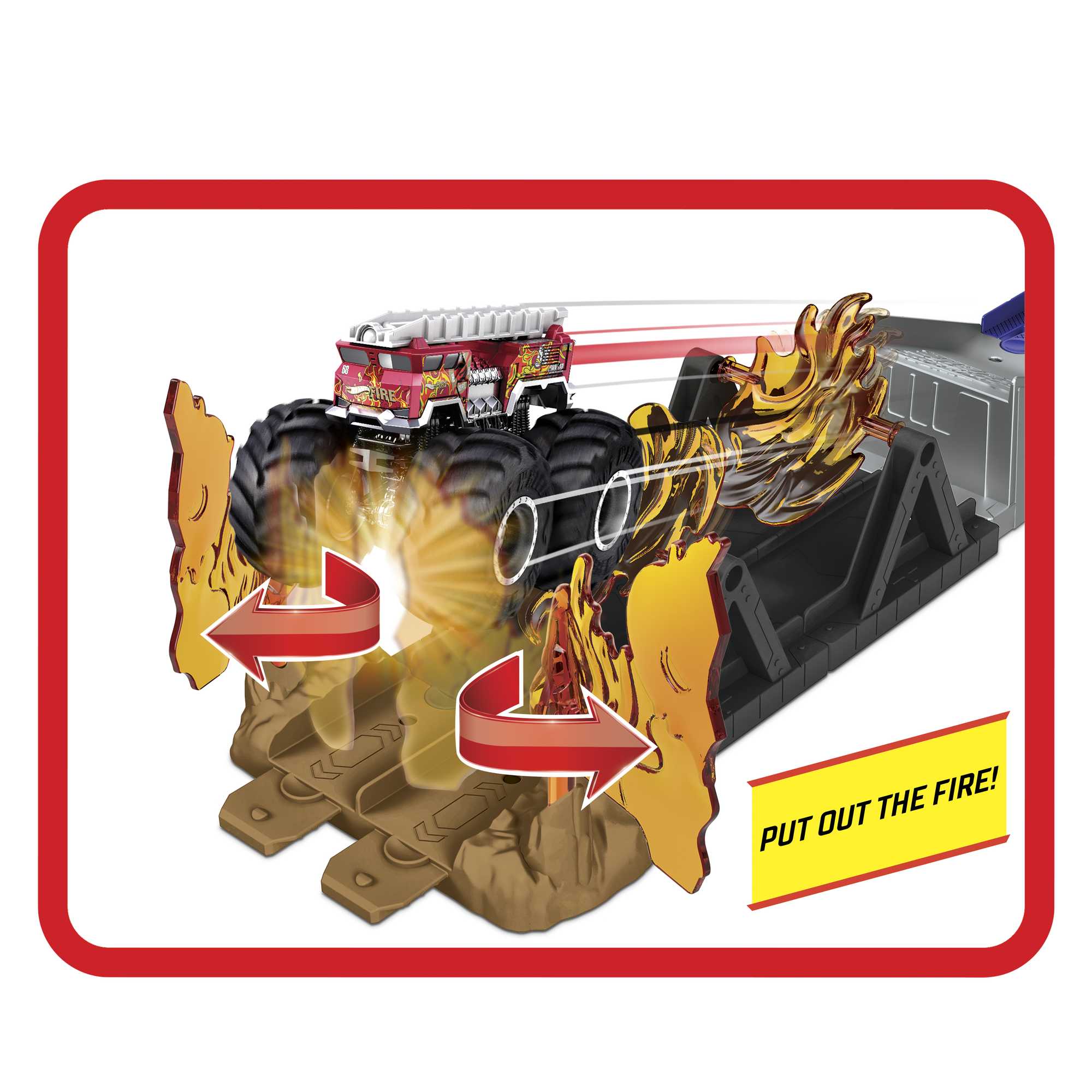 Hot Wheels Monster Trucks Fire Through Playset Mattel