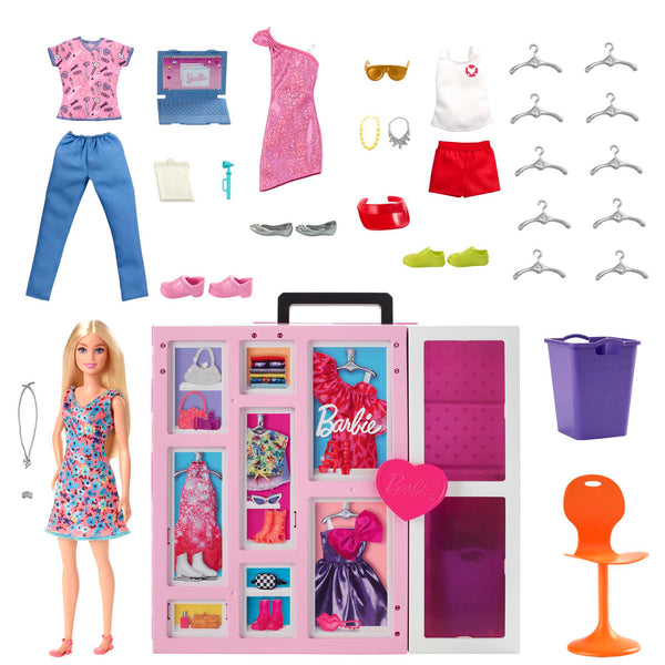 Coffret poupée Barbie et vêtements comprenant 4 tenues complètes